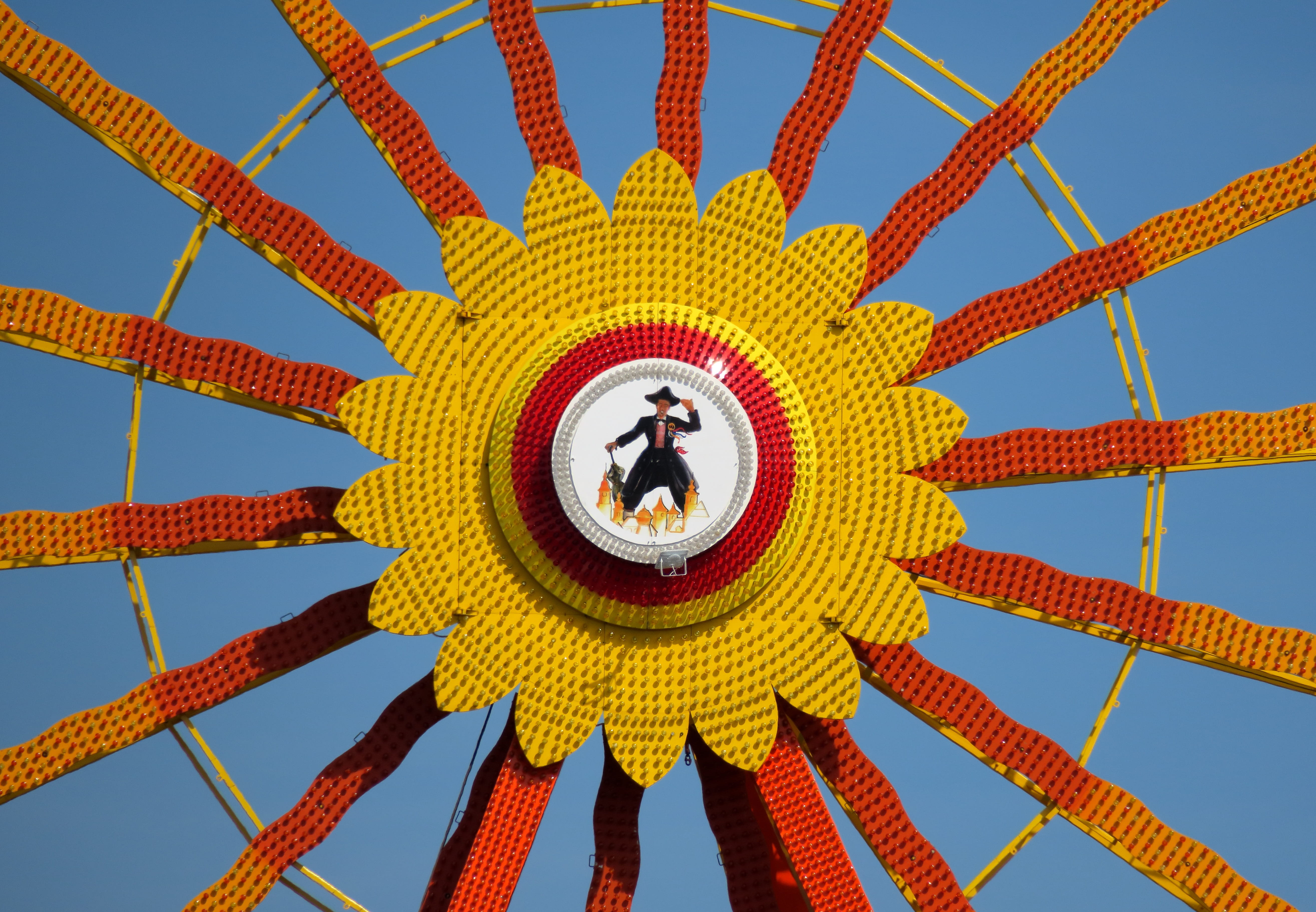 men, clear sky, 5K, carnies, fair, oktoberfest, pattern, built structure, low angle view, festival site, geometric shape, adult, year market, building exterior, HD Wallpaper