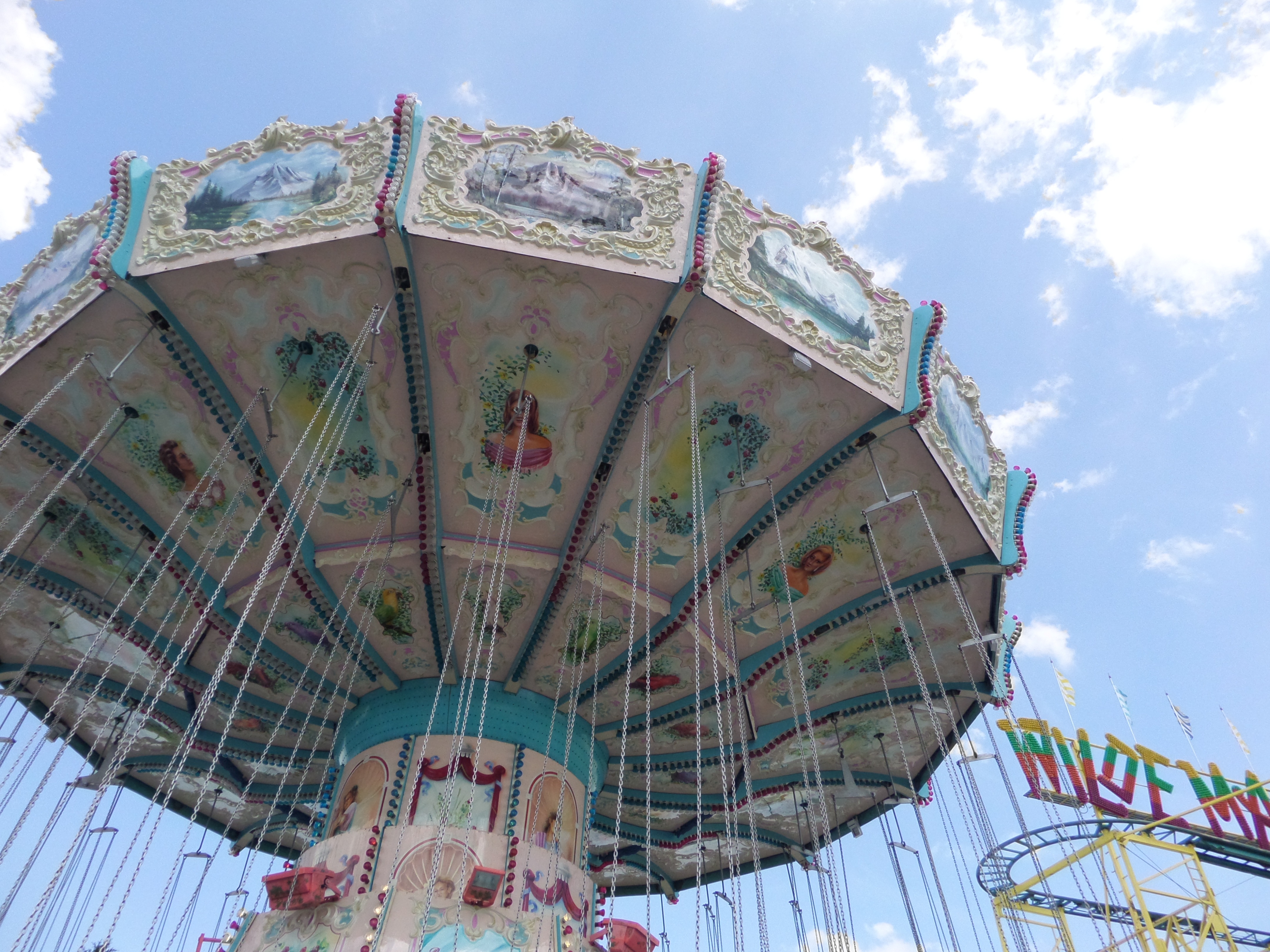 kettenkarusell, pleasure, speed, fairground, enjoyment, leisure activity, blue, festival, year market, architecture, no people, 4K, outdoors, fair, ride, HD Wallpaper