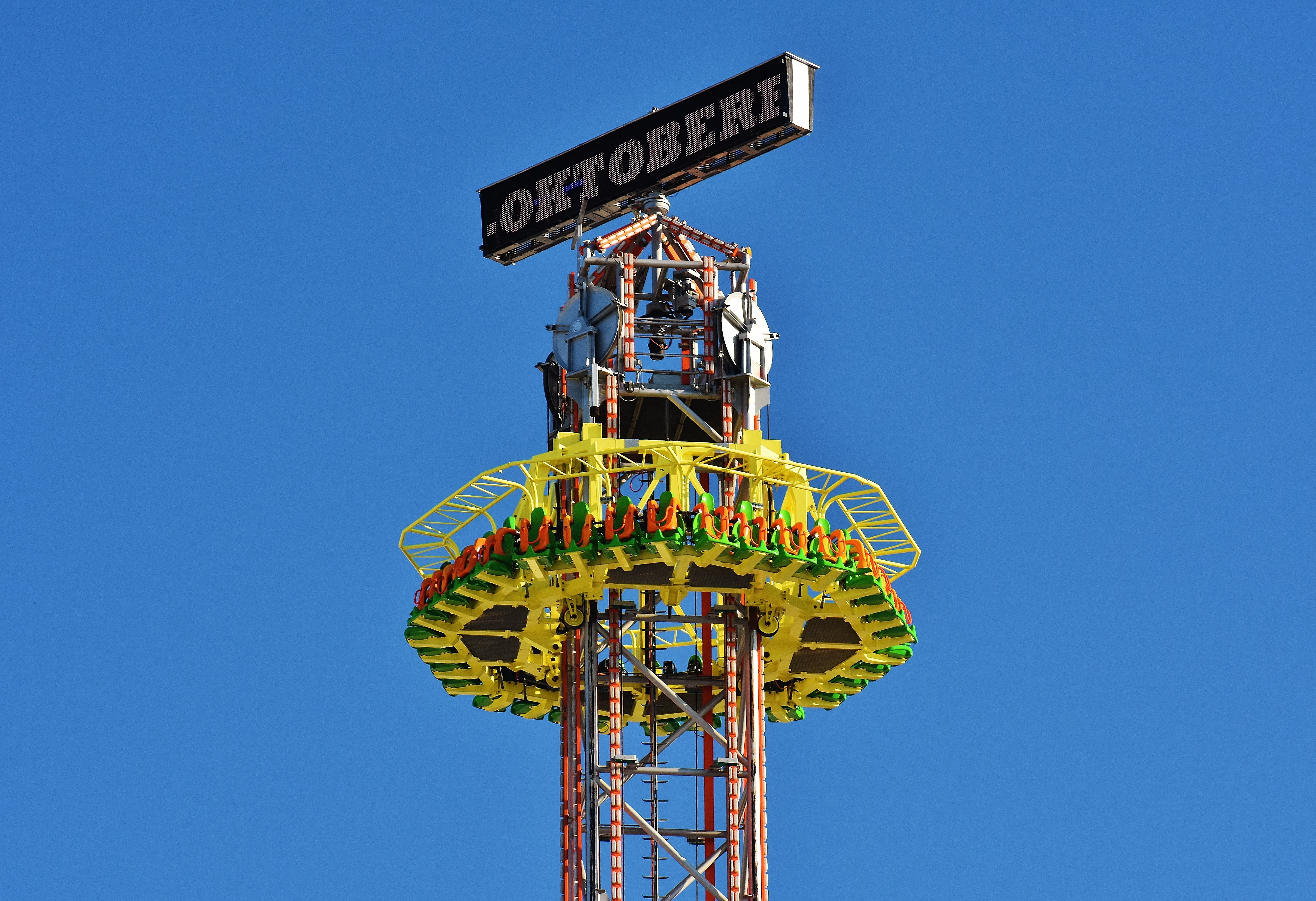 sky, tradition, technology, arts culture and entertainment, clear sky, folk festival, copy space, global communications, sunny, fairground, text, munich, HD Wallpaper