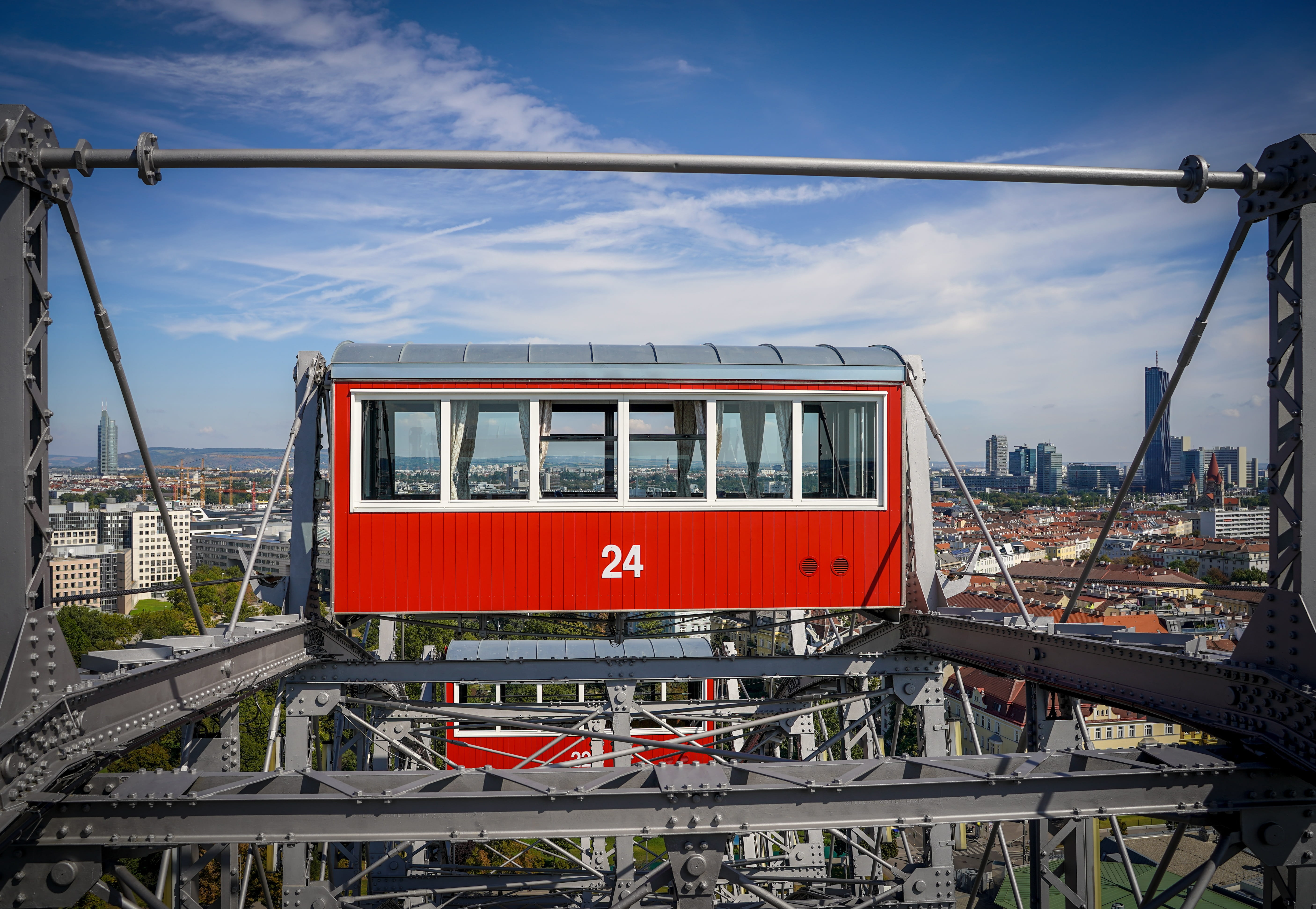 5K, vienna, gondolas, entertainment, leisure, wiener riesenrad, carousel, mode of transportation, wheel, exit, track, fair, power supply, railroad track, HD Wallpaper