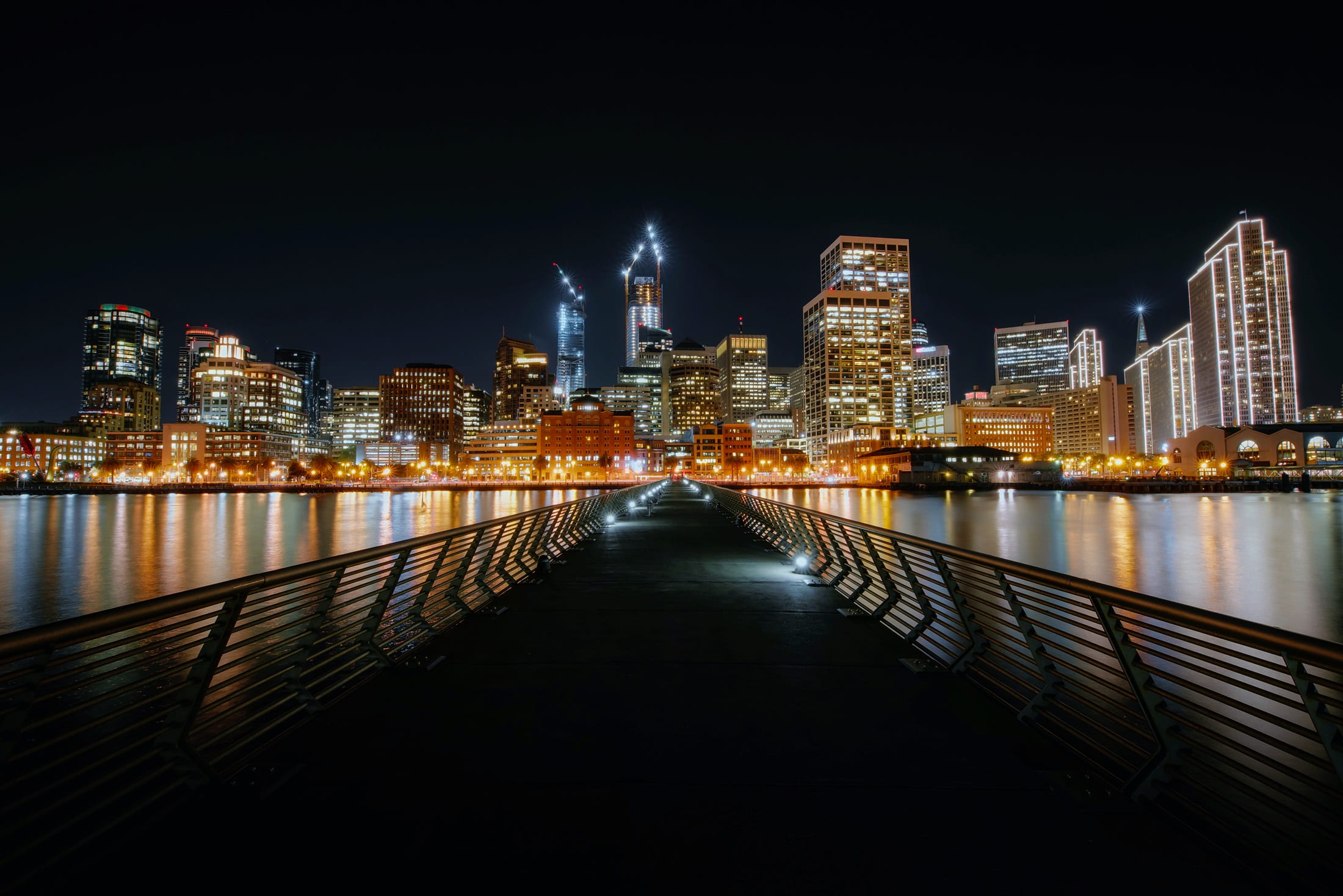 evening, light, built structure, reflection, residential district, beautiful, travel, 1080P, downtown, hdr, building, skyscrapers, contemporary, lights, HD Wallpaper