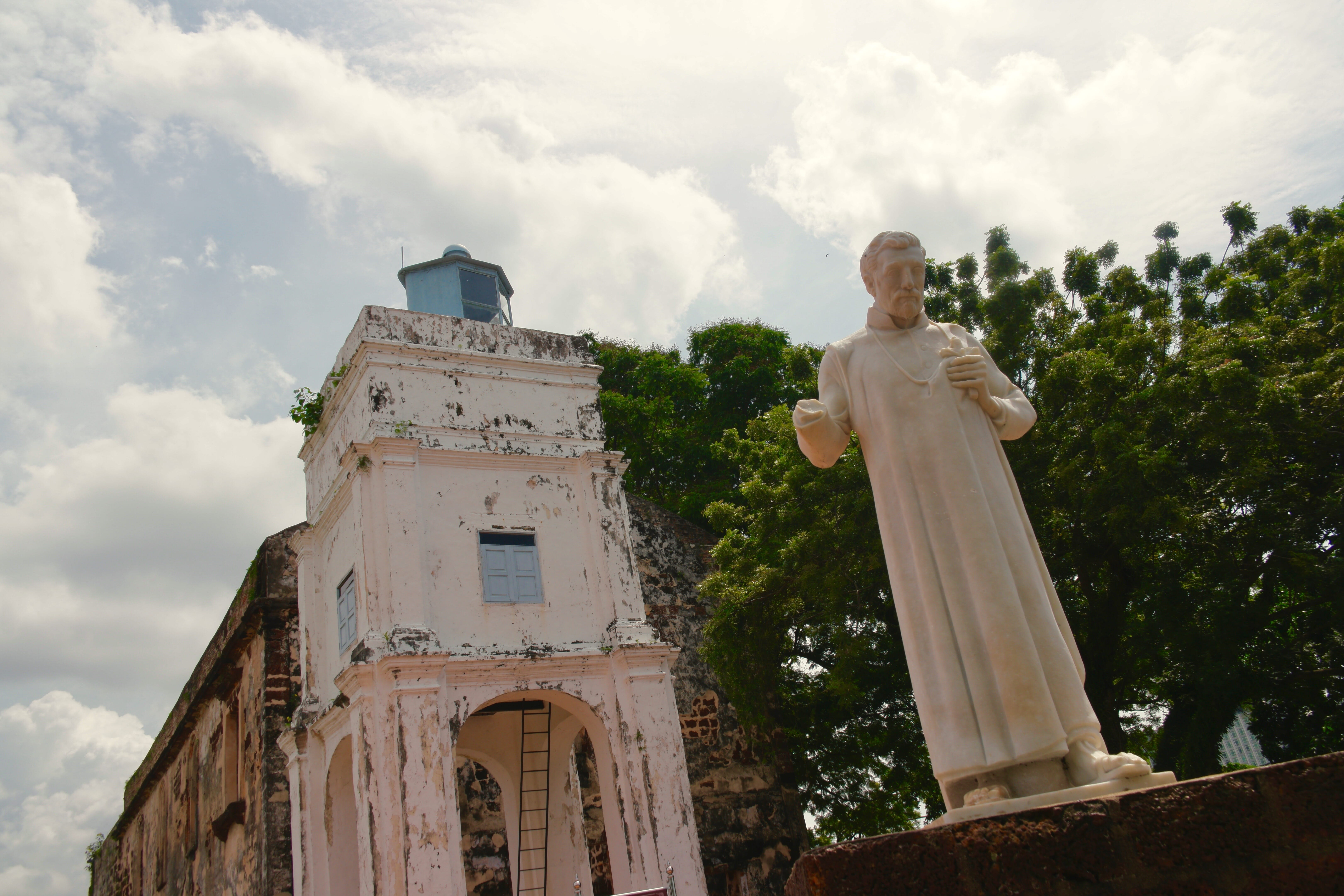 outdoors, young adult, old, sky, belief, human representation, spirituality, ruins, place of worship, standing, architecture, god, faith, low angle view, HD Wallpaper