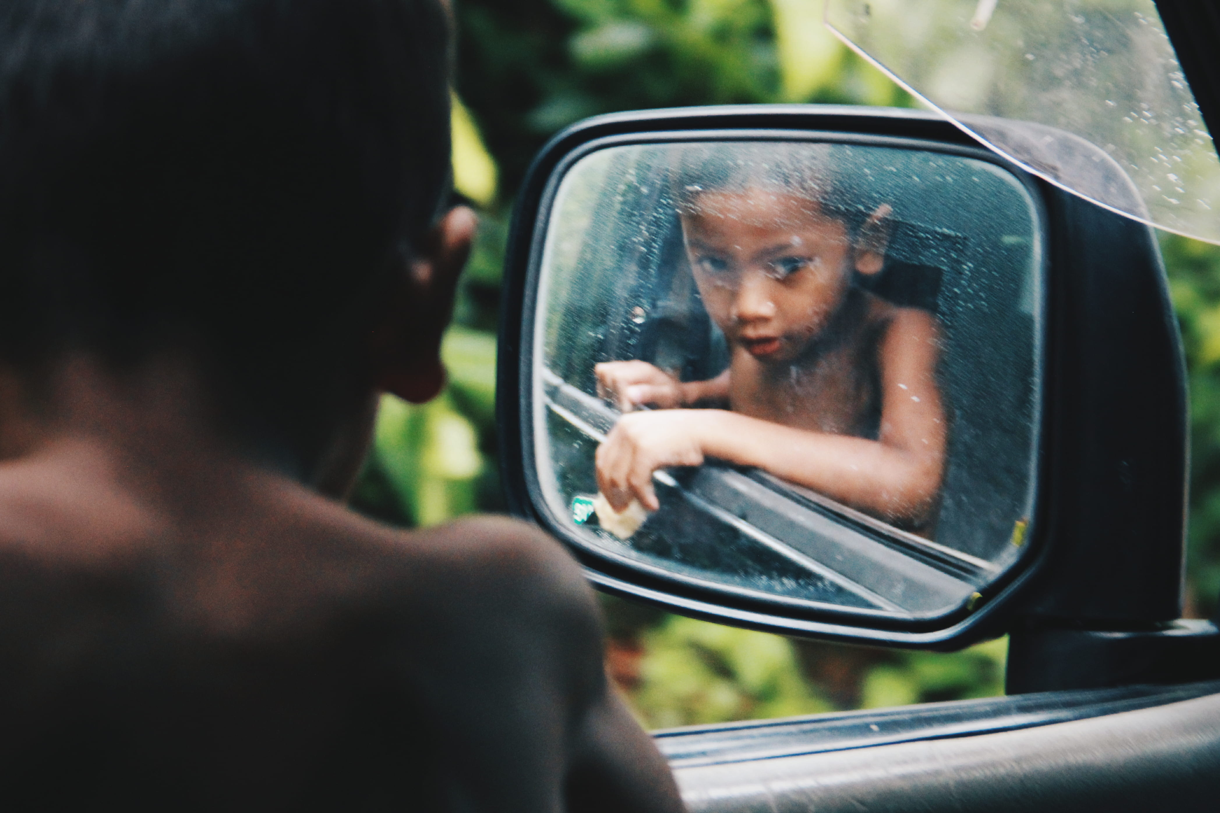 portrait, 4K, child, people, little boy, motor vehicle, glass - material, window, car, side, looking, wing, face, rain, daytime, mode of transportation, HD Wallpaper