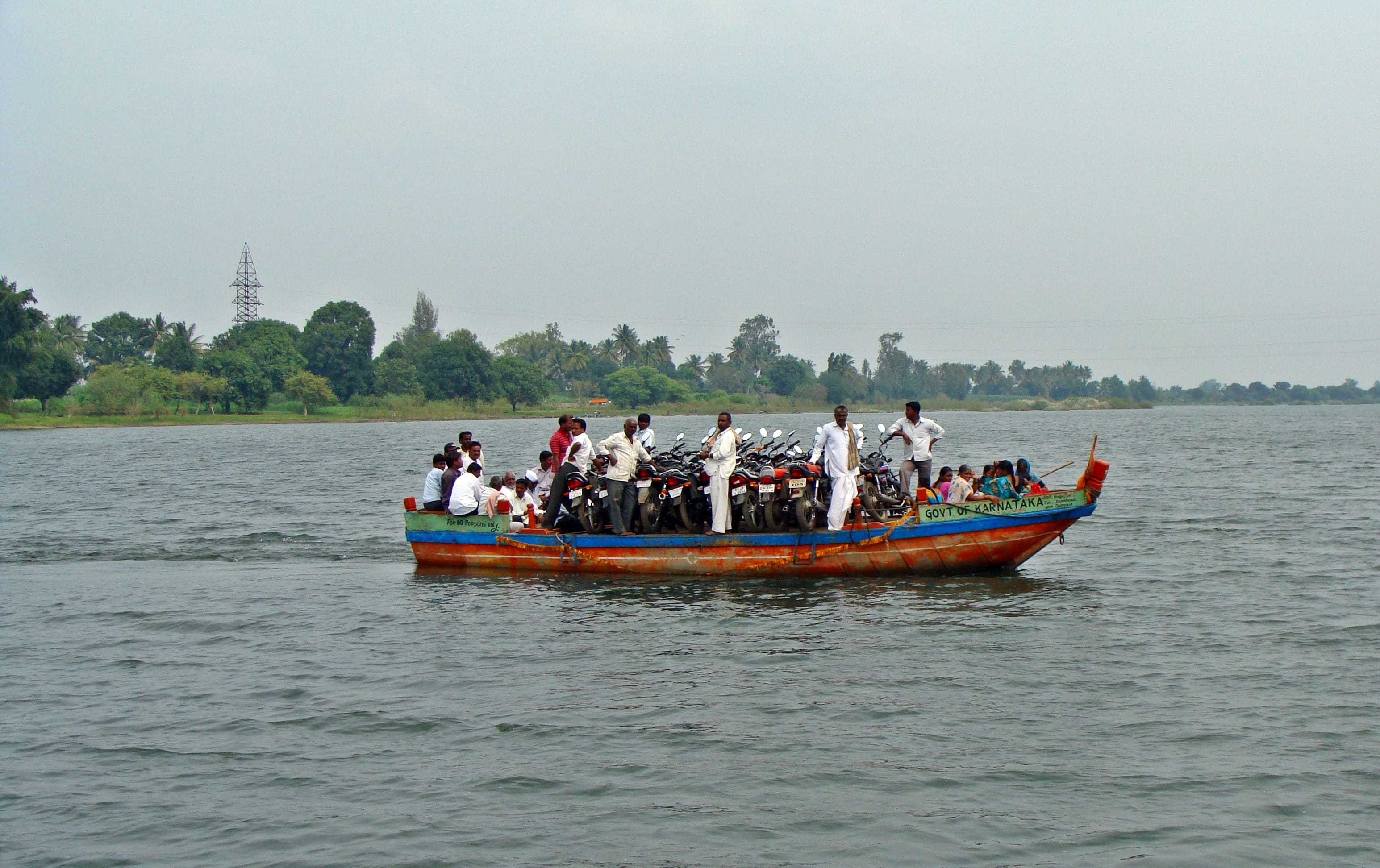 mode of transportation, River, karnataka, nature, Krishna River, india, tourist, sea, boat, tourism, passenger craft, Island, medium group of people, Boat, HD Wallpaper