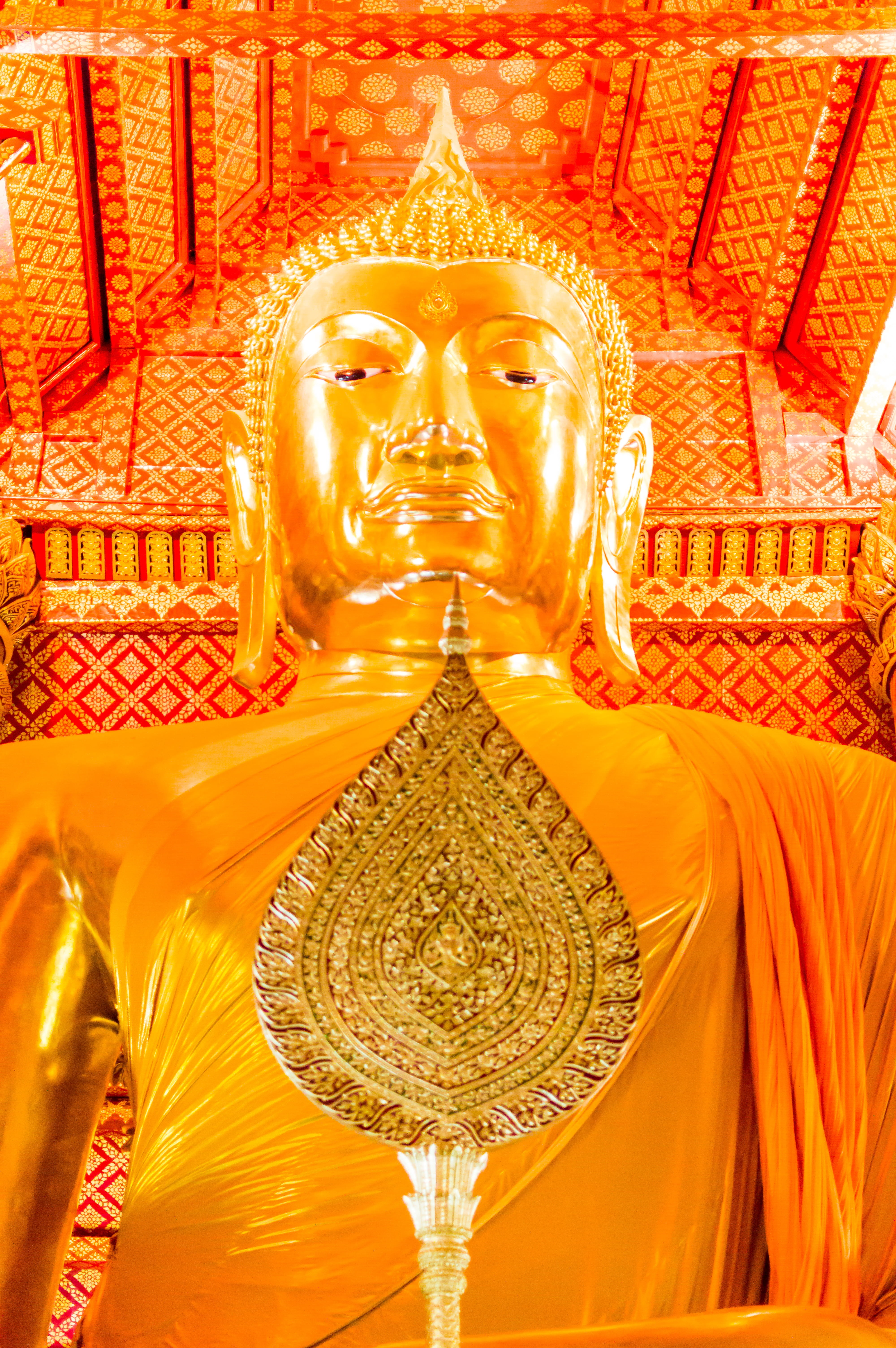 asia, sculpture, background, art, carving, place of worship, travel, ceiling, male likeness, meditation, art and craft, idol, belief, spirituality, gold colored, Phone HD Wallpaper