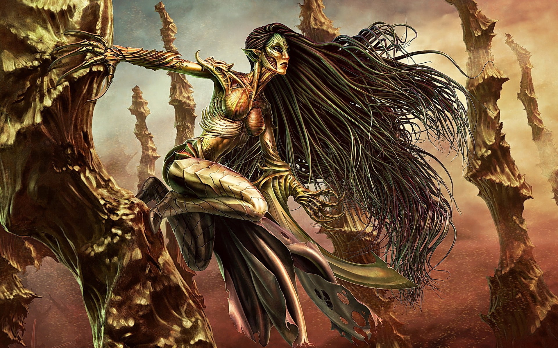 Magic: The Gathering, fantasy art, 1080P, artwork, Glissa the Traitor, HD Wallpaper