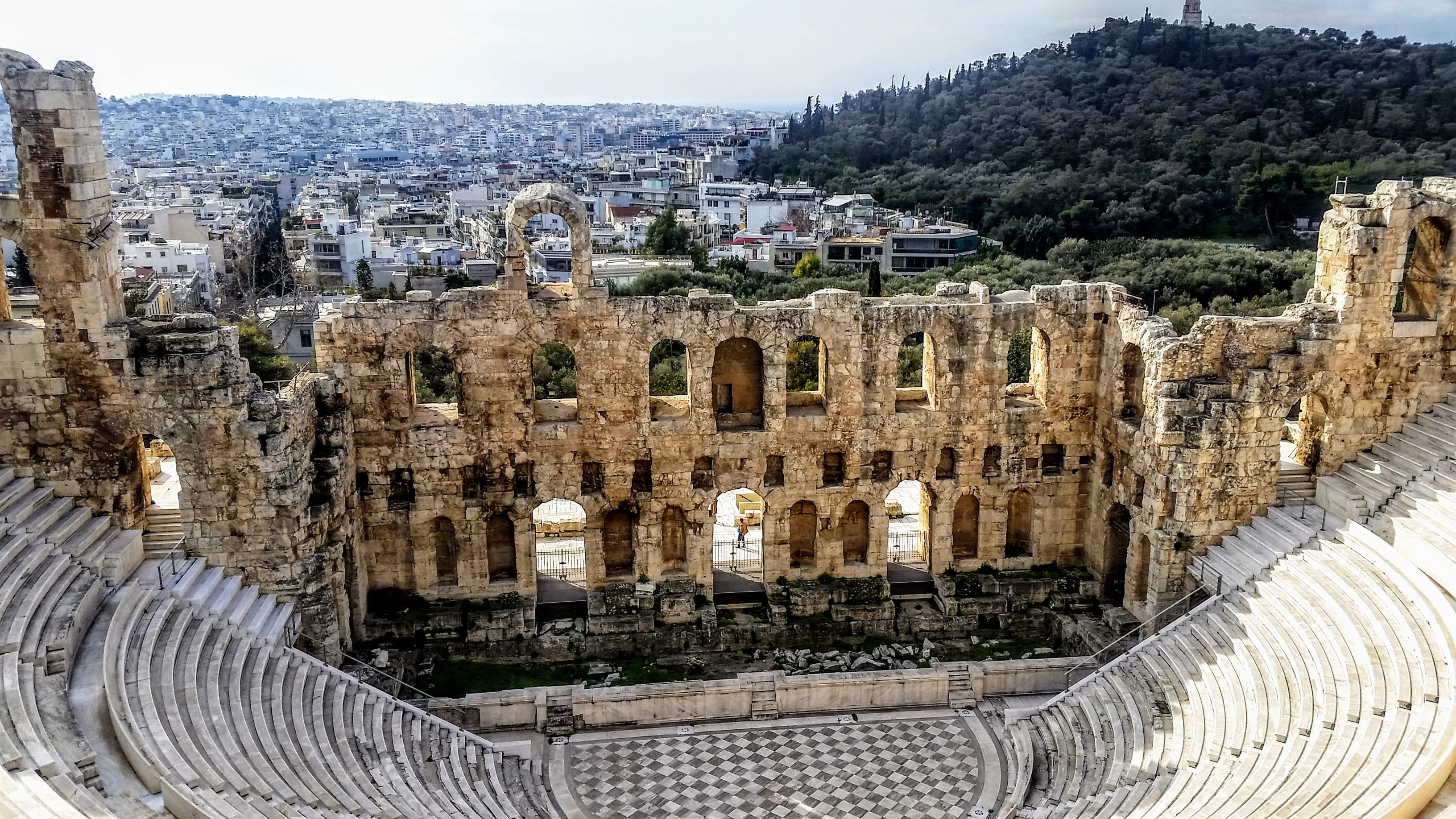 ancient civilization, 2K, plant, high angle view, hd, cityscape, old ruin, history, travel destinations, stairs, athens, building, city, built structure, HD Wallpaper
