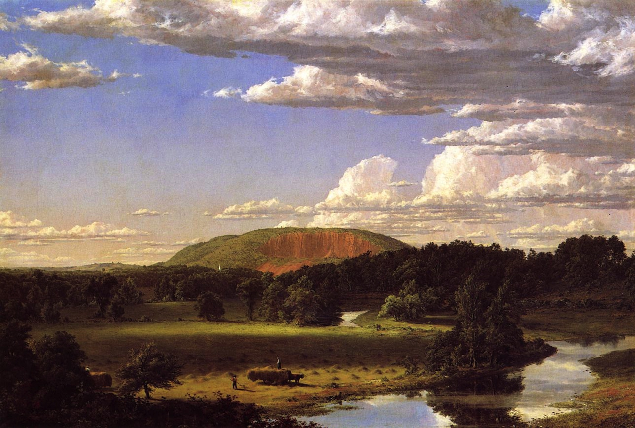 men, frederic church, 1080P, no people, beauty in nature, oil on canvas, country, landscape, nature, working, day, plant, artistic, cloud - sky, countryside, HD Wallpaper