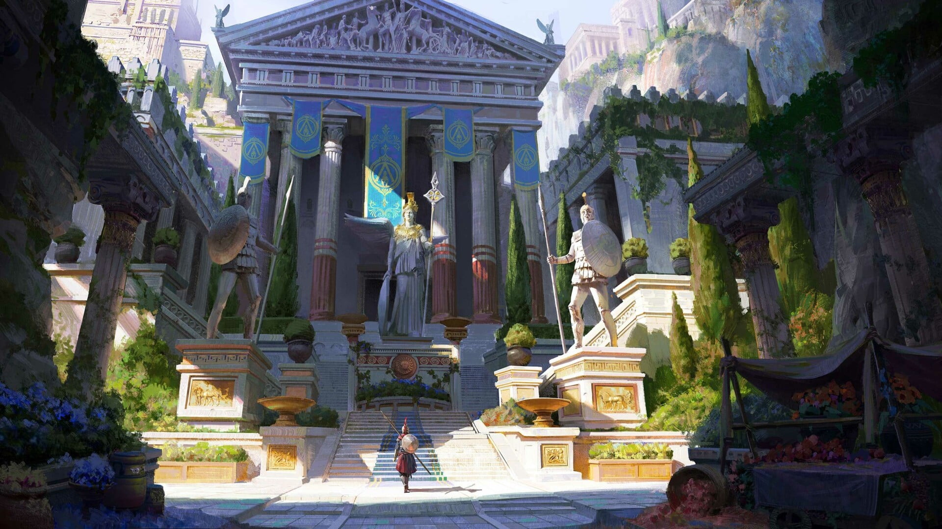 Statue, Greek, Building, Temple, Buildings, 1080P, HD Wallpaper