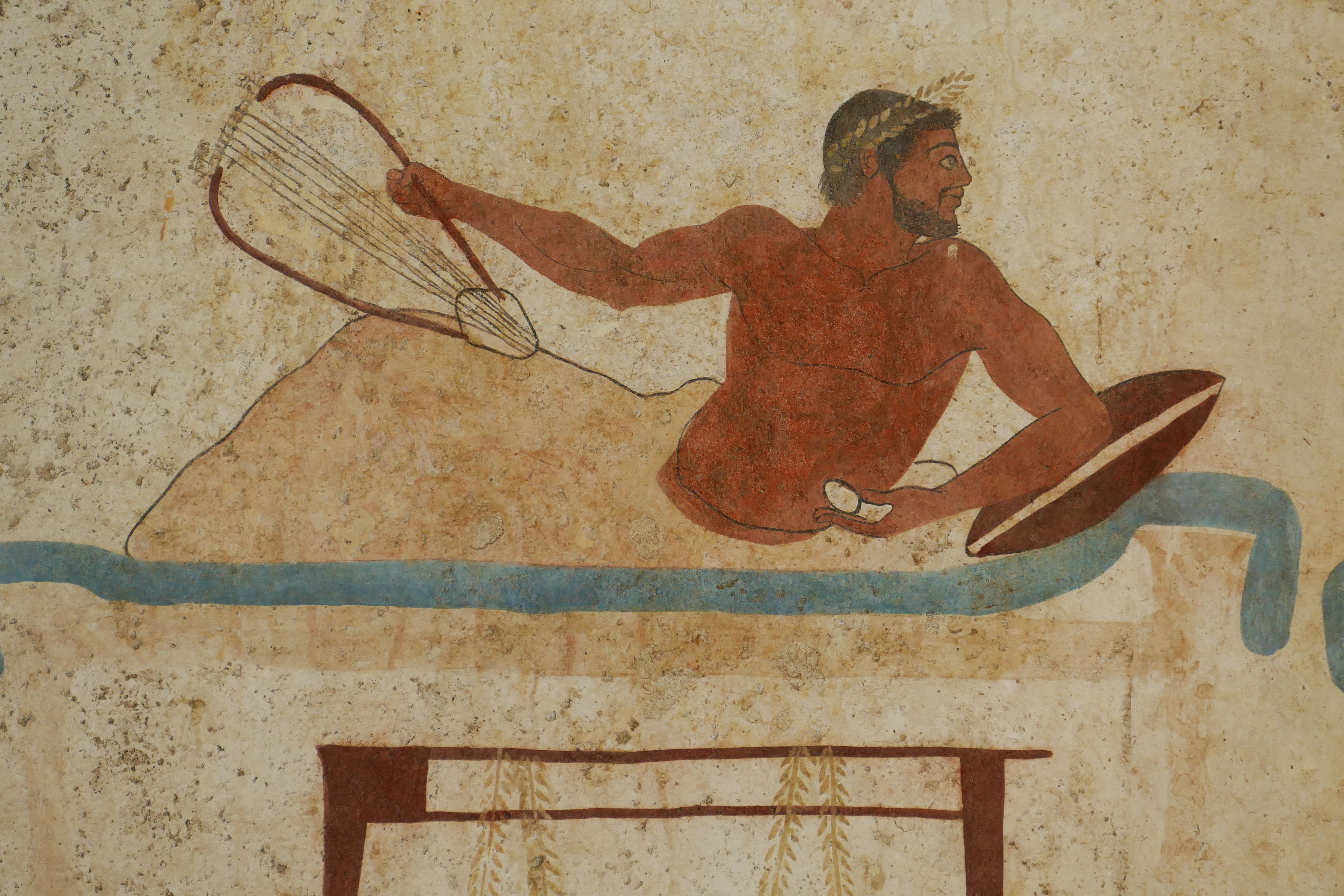 full length, image, places of interest, indoors, female likeness, italy, relax, man, paestum, historically, mural, wall - building feature, unesco world heritage site, HD Wallpaper