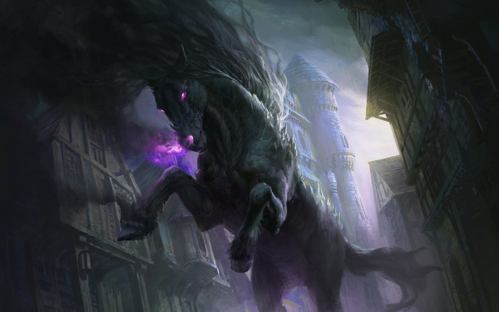 black, horse, Demon horse, fantasy, 720P, demon, dark, HD Wallpaper