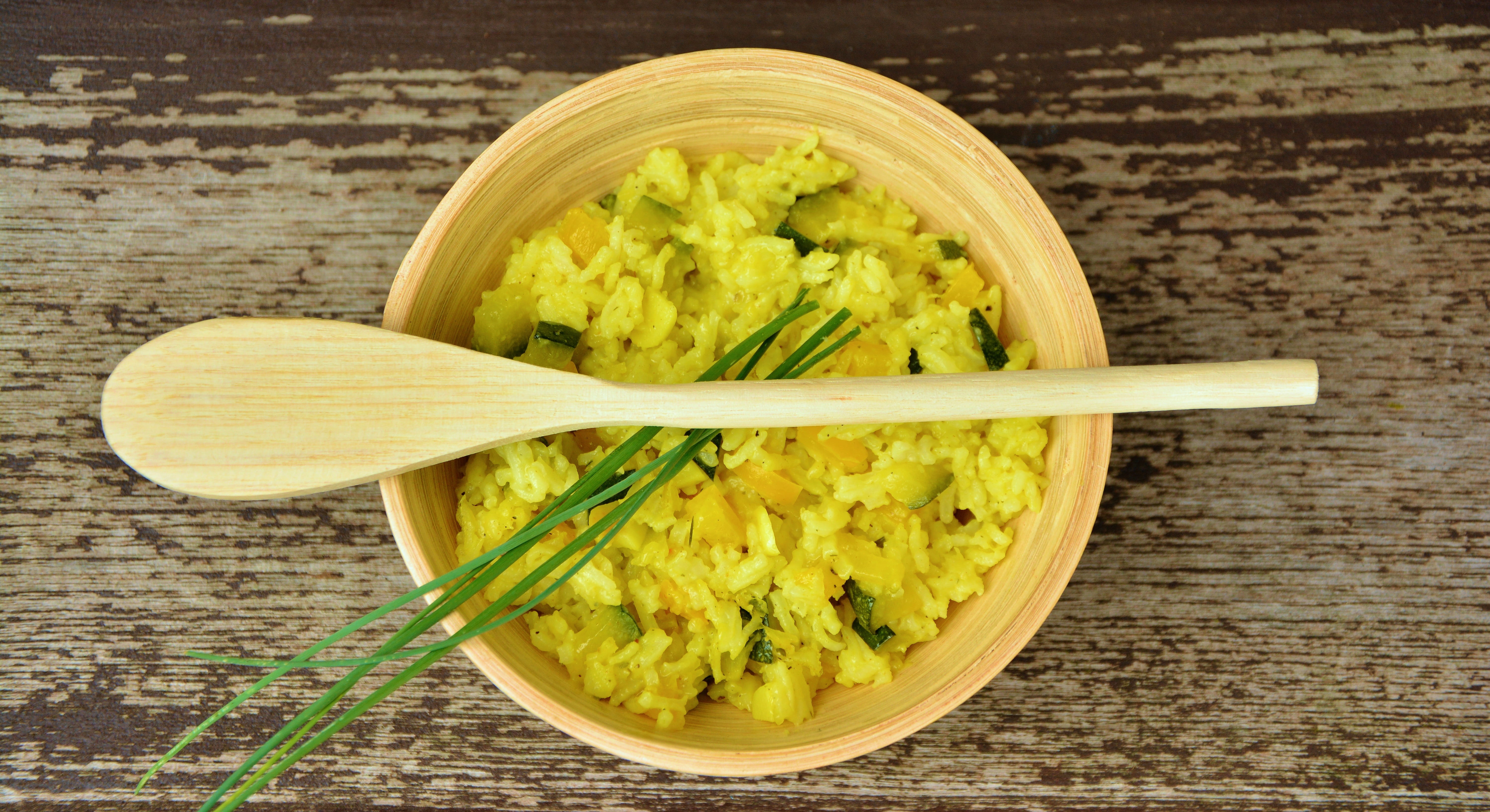 cook, chopped, bowl, rice dish, studio shot, wooden, spoon, nutrition, 5K, food, directly above, risotto, close-up, ready-to-eat, chinese, meal, recipe, HD Wallpaper