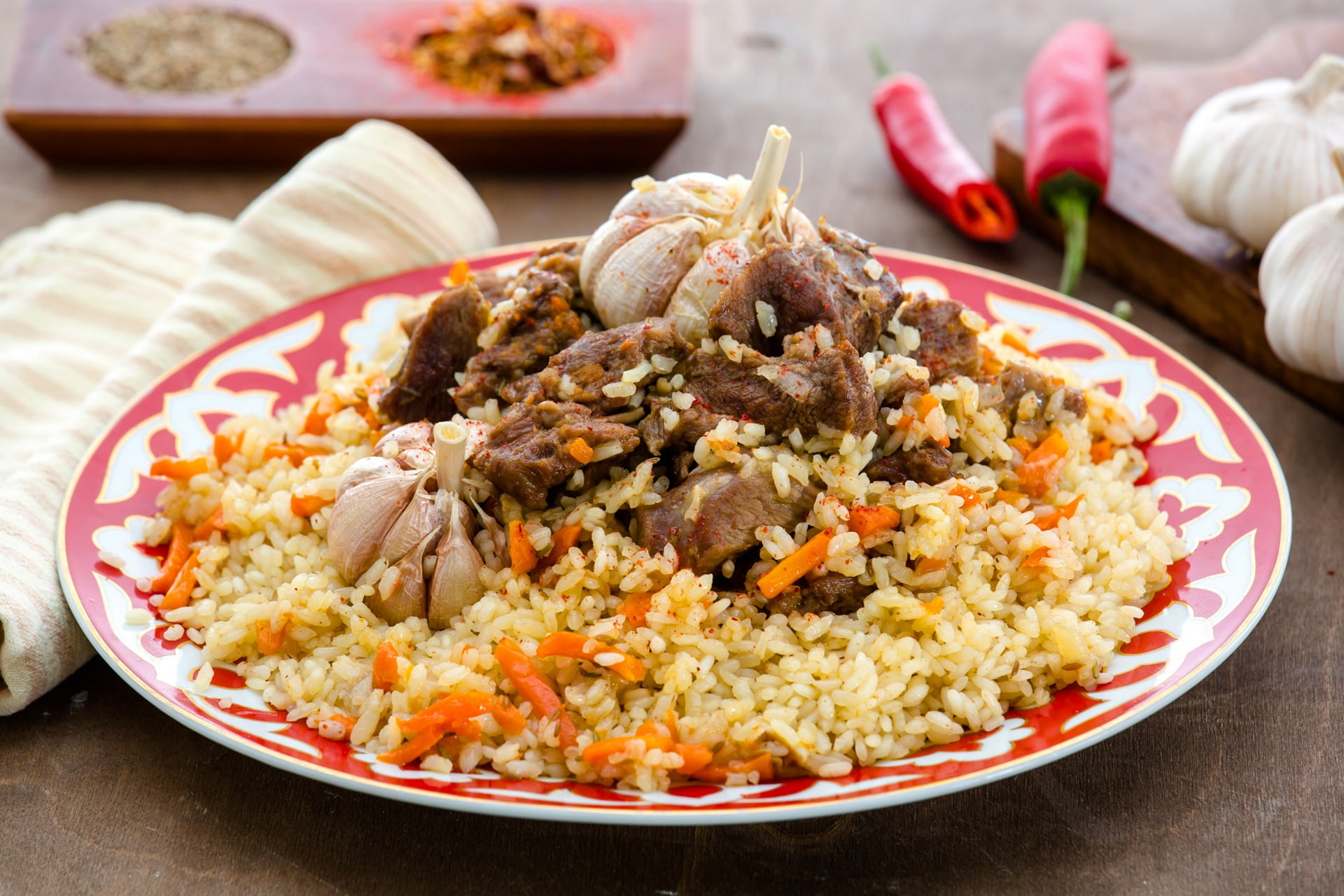 meat, pilaf, garlic, figure, 1080P, HD Wallpaper