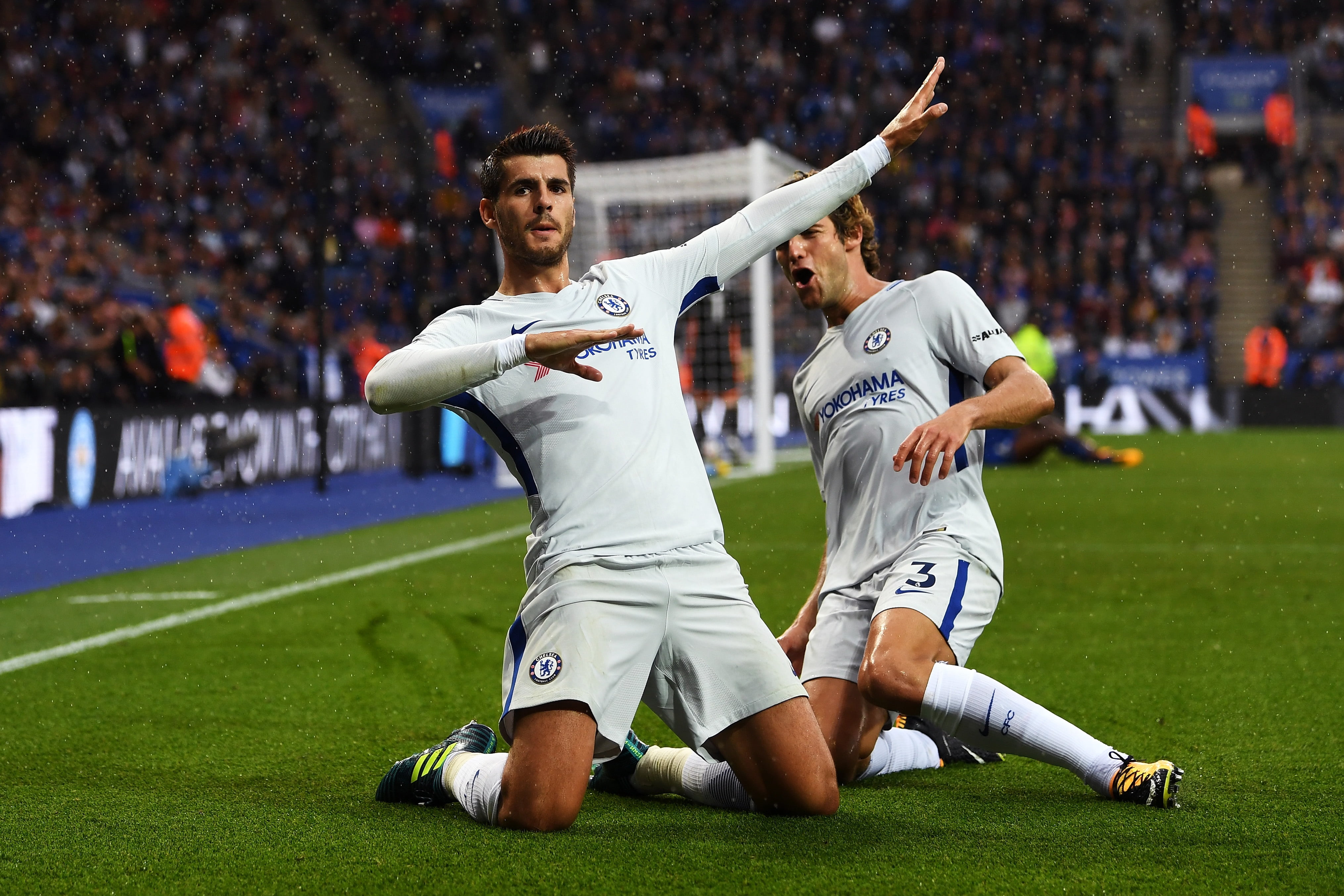 Goal, Celebration, Alvaro, Stamford Bridge, Premier League, Football, Alvaro Morata, Chelsea, 4K, Forward, Spain, Morata, HD Wallpaper
