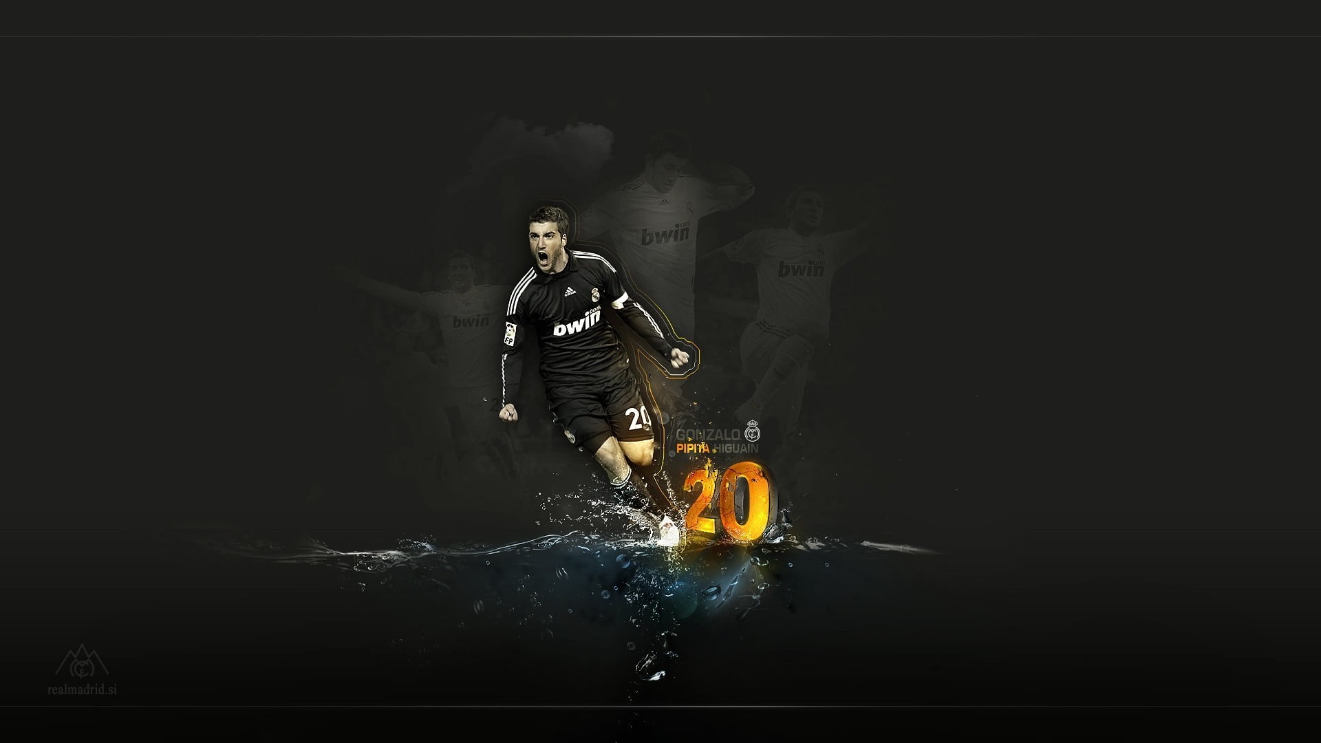 water, black, security, Real Madrid, men, gas mask, shirt, risk, white, one person, Gonzalo Higuain, full length, warning sign, communication, mid adult, HD Wallpaper