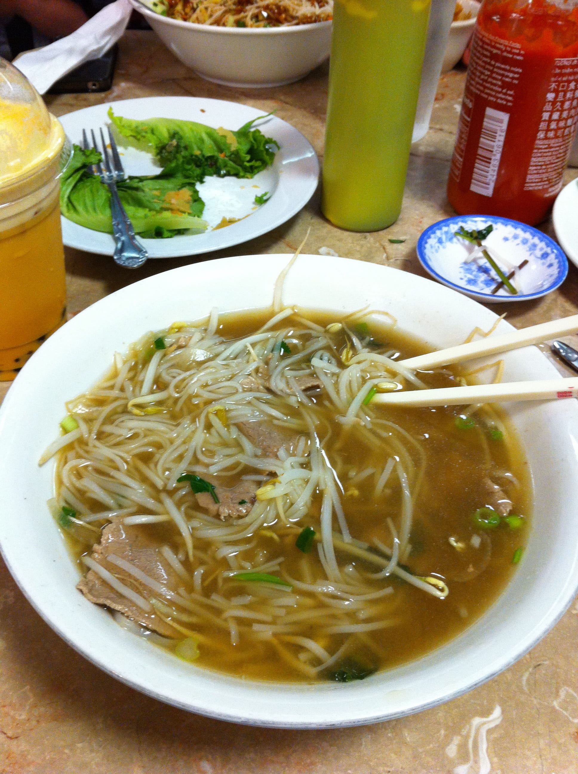 Pho, asian food, table, broth, pasta, serving size, spaghetti, soup bowl, healthy eating, noodle, food and drink, freshness, high angle view, dinner, ready-to-eat, Phone HD Wallpaper
