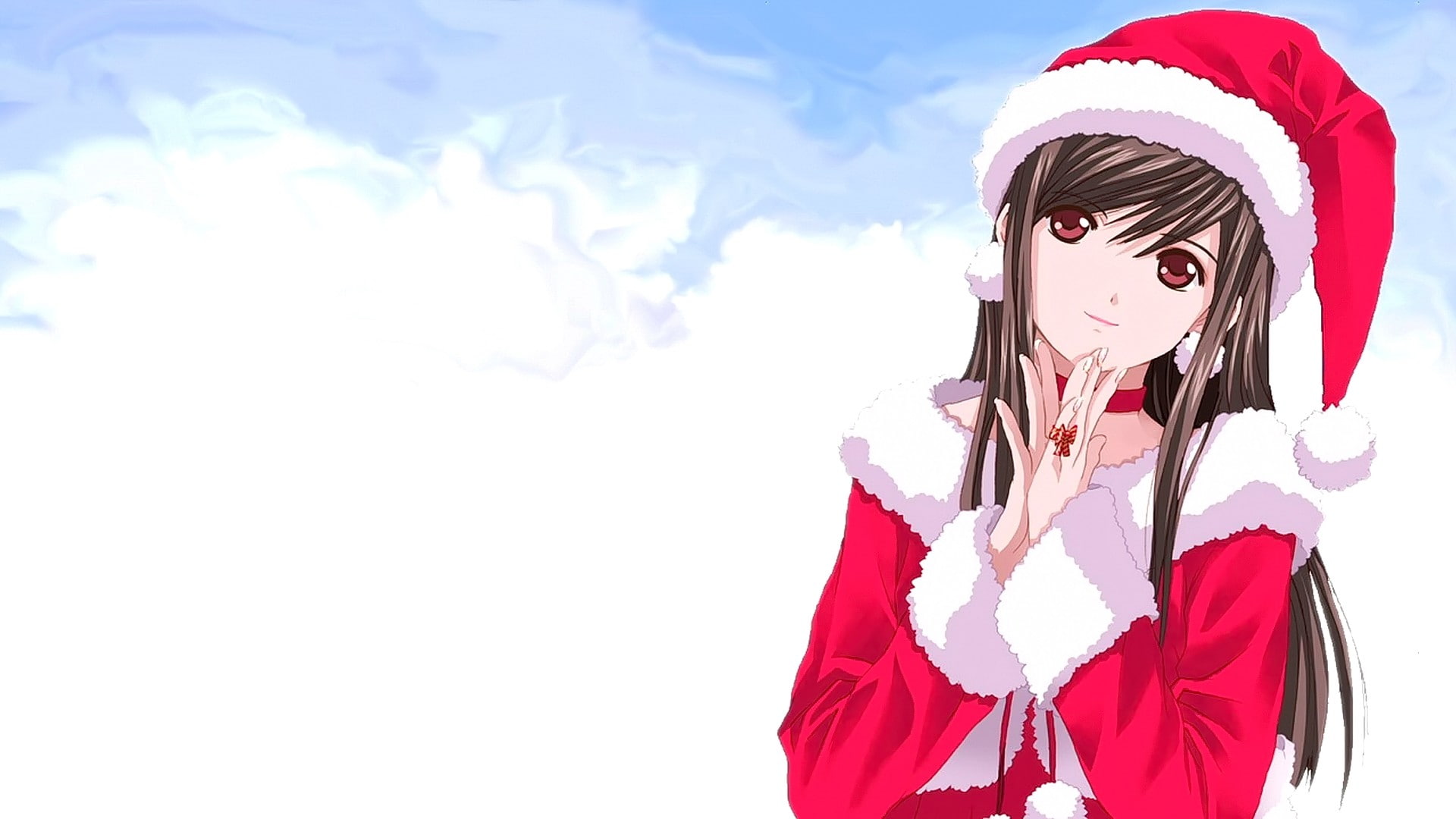 anime girls, scarf, Christmas, beautiful woman, warm clothing, Tokimeki Memorial Only Love, nature, one person, portrait, women, standing, leisure activity, HD Wallpaper