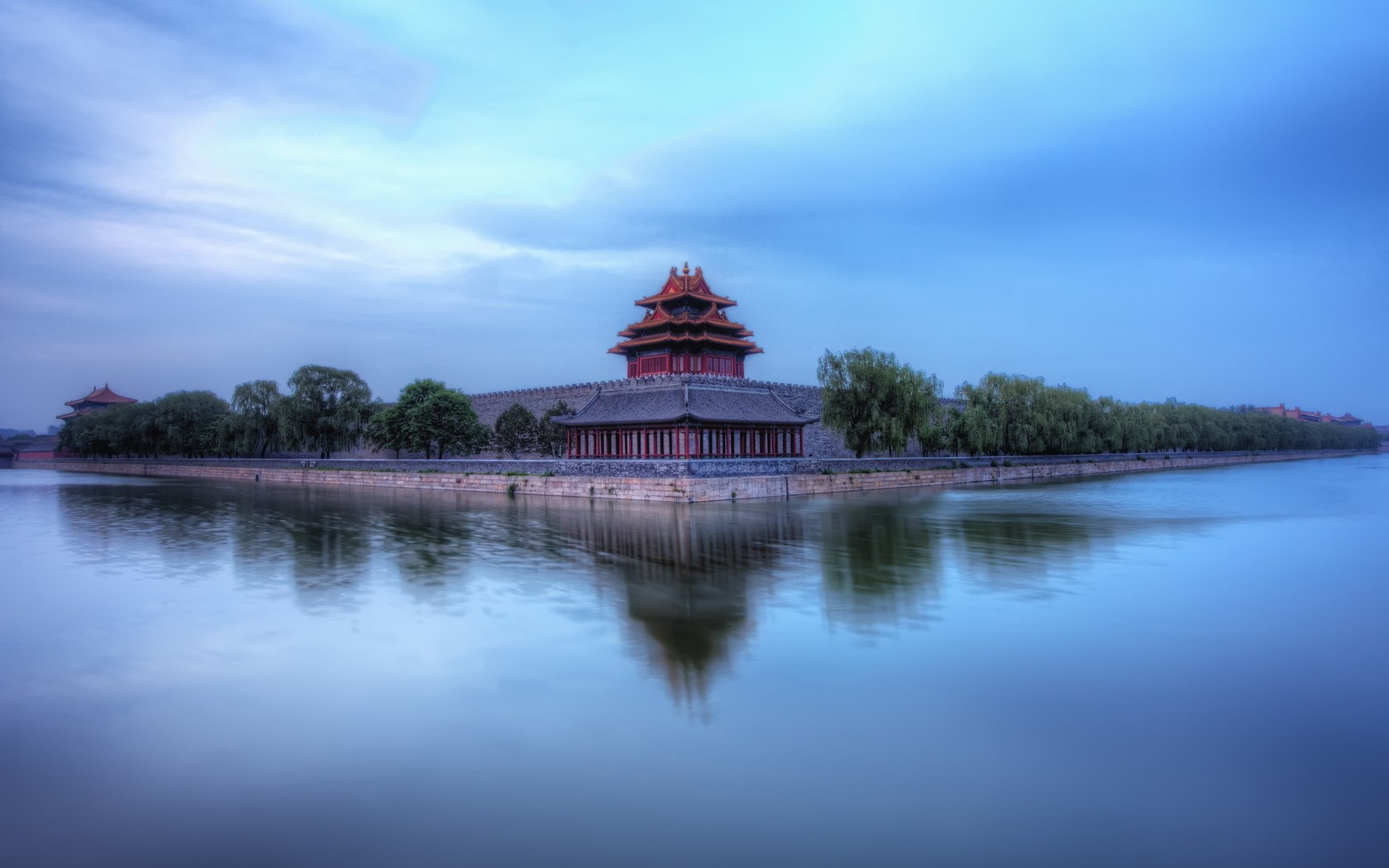 classical style, cloud - sky, building exterior, outdoors, waterfront, lake, the past, tree, 720P, religion, travel destinations, building, plant, built structure, HD Wallpaper