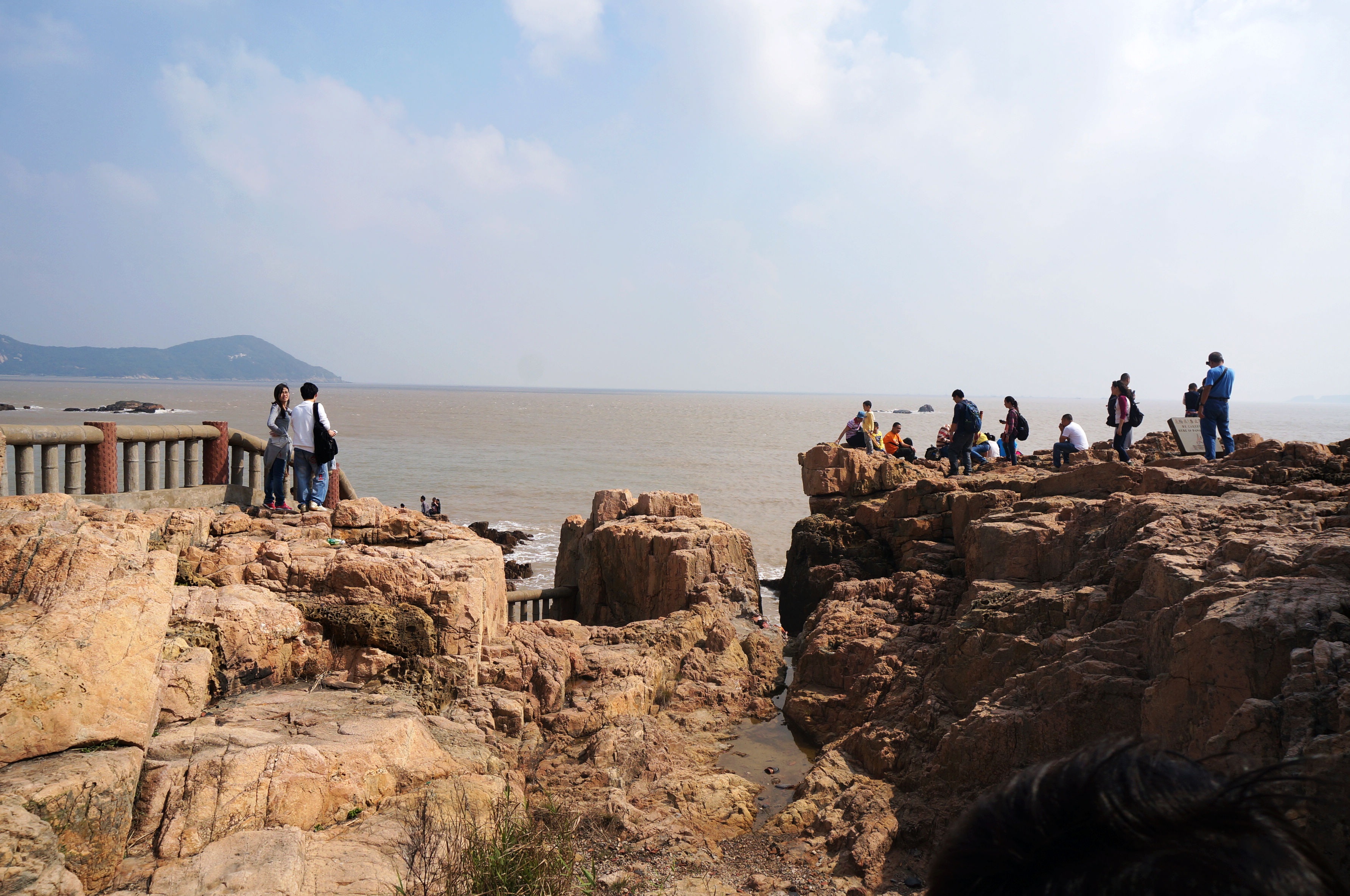 solid, adult, sky, nature, vacations, the sea, outdoors, sea, land, water, men, rock - object, people, trip, leisure activity, rock, group of people, standing, HD Wallpaper