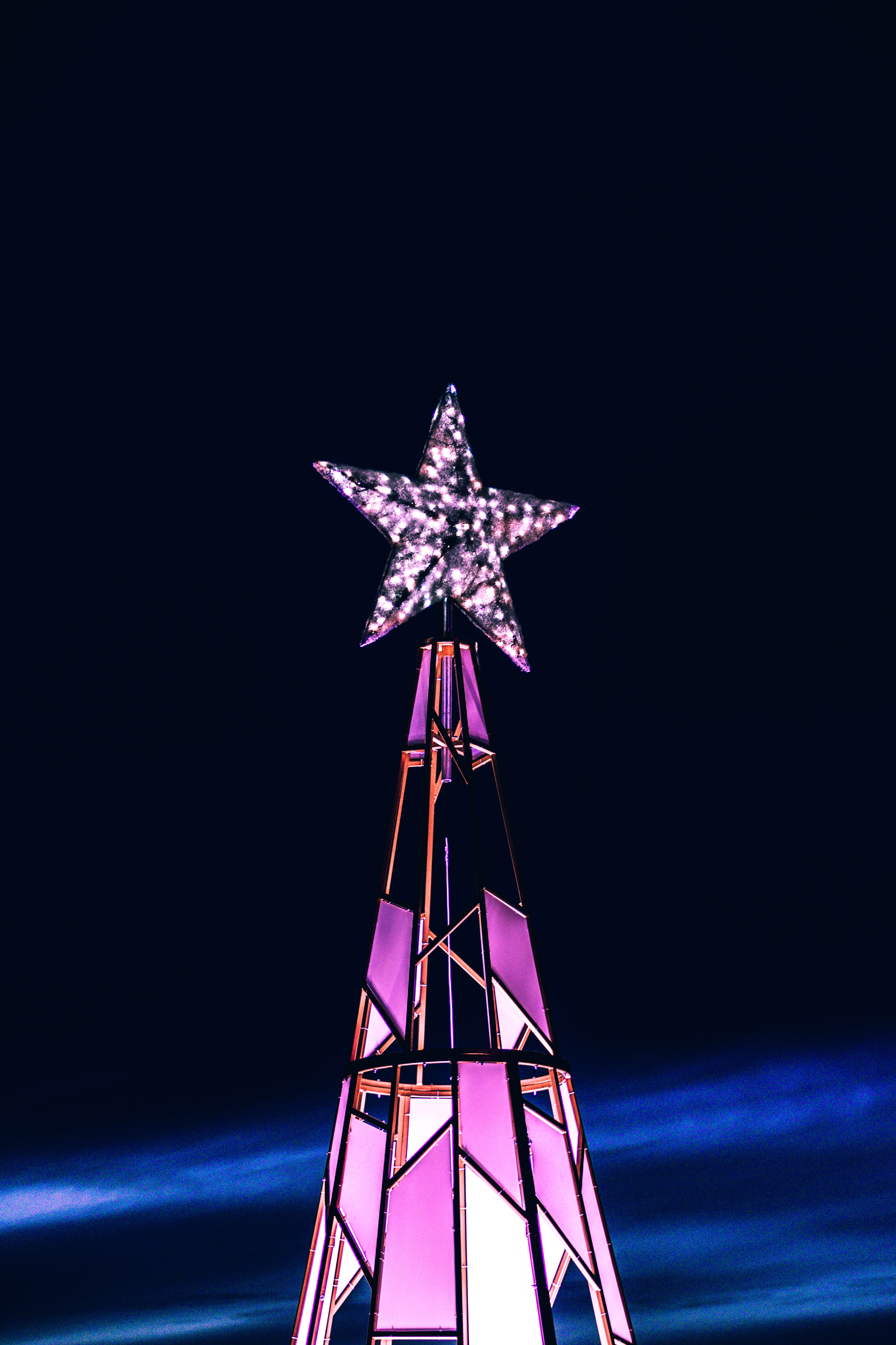 tree, decoration, montreux, blue, colors, retrowave, outdoors, celebration event, celebration, christmas lights, lighting equipment, 5K, no people, arts culture and entertainment, Phone HD Wallpaper