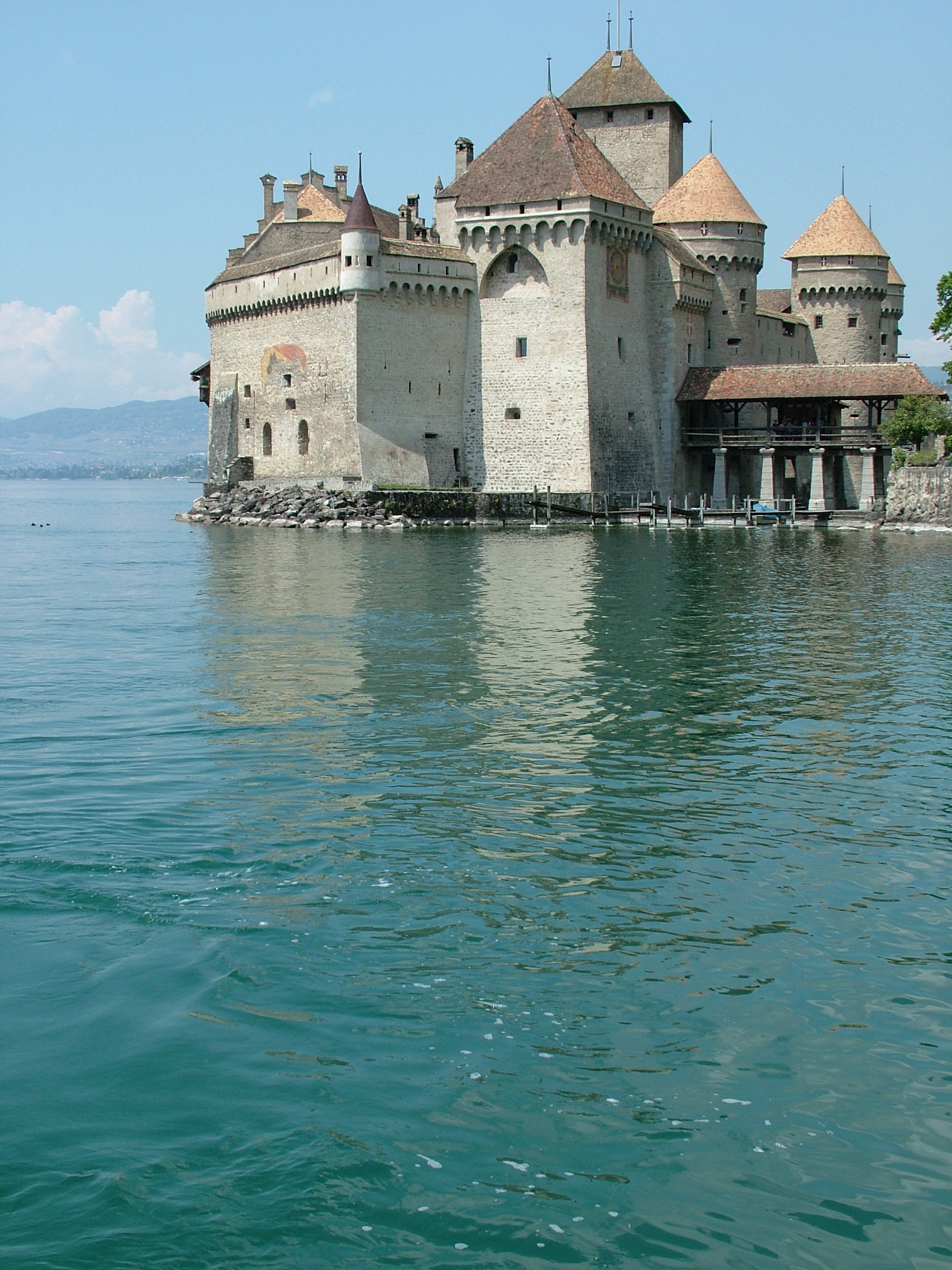 luxury, 2K, history, switzerland, sea, waterfront, water, architecture, day, château chillon, the past, tower, outdoors, building, rippled, lake geneva, Phone HD Wallpaper