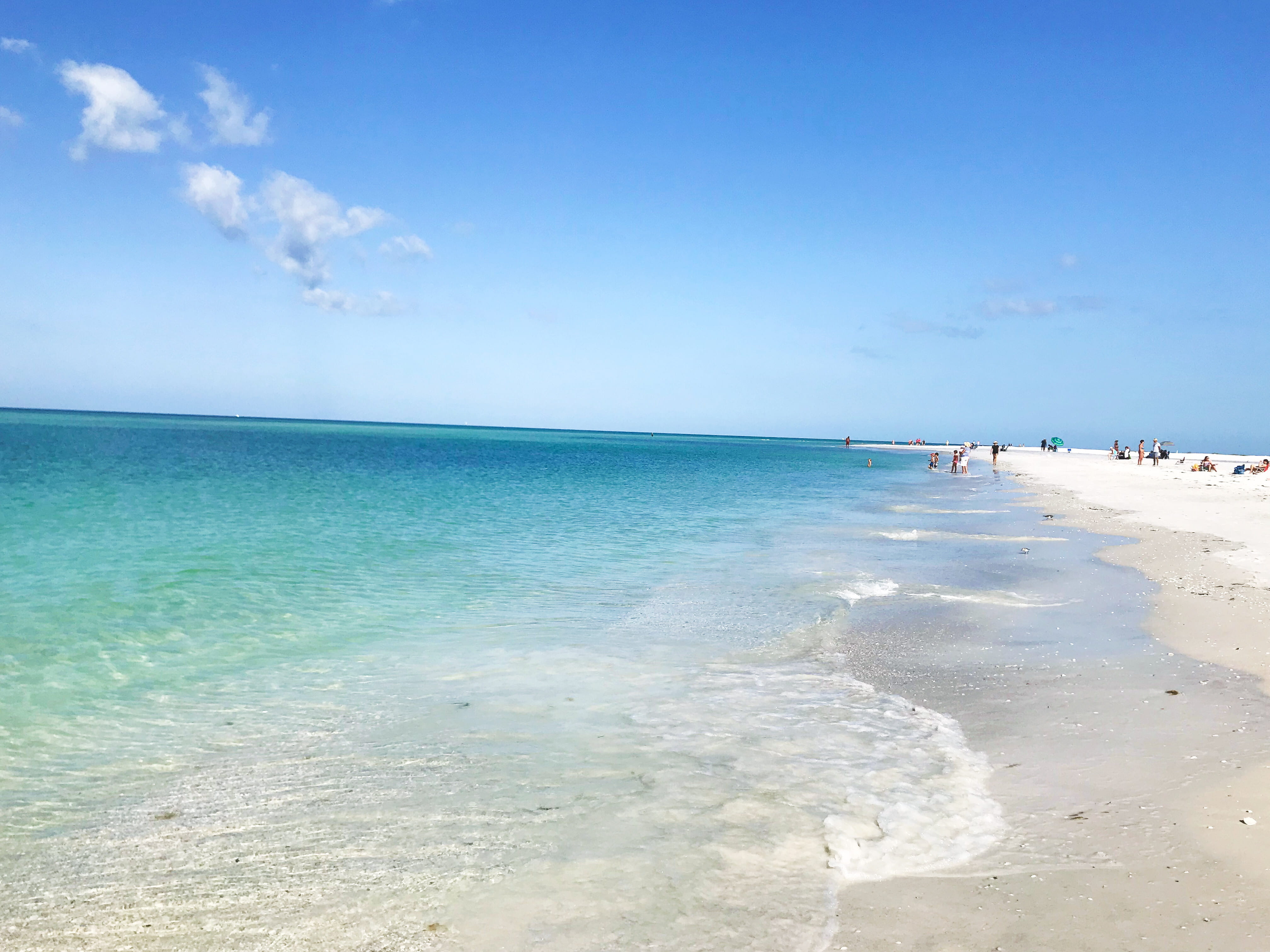water, horizon, tranquil, sea, outdoors, beauty in nature, nature, blue, open sky, 4K, vacation spot, trip, ocean, cloud - sky, waves, land, sand, holiday, HD Wallpaper