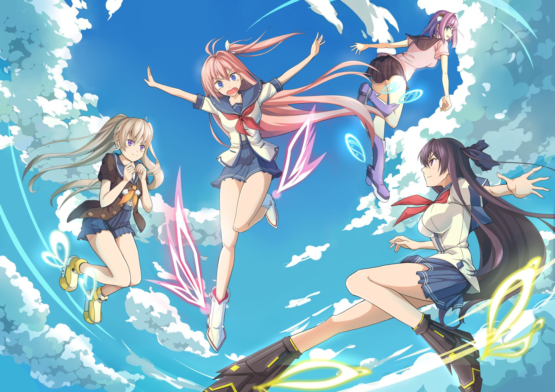 Mashiro Arisaka, Anime, Asuka Kurashina, 1080P, Misaki Tobisawa, Rika Ichinose, Ao no Kanata no Four Rhythm, HD Wallpaper