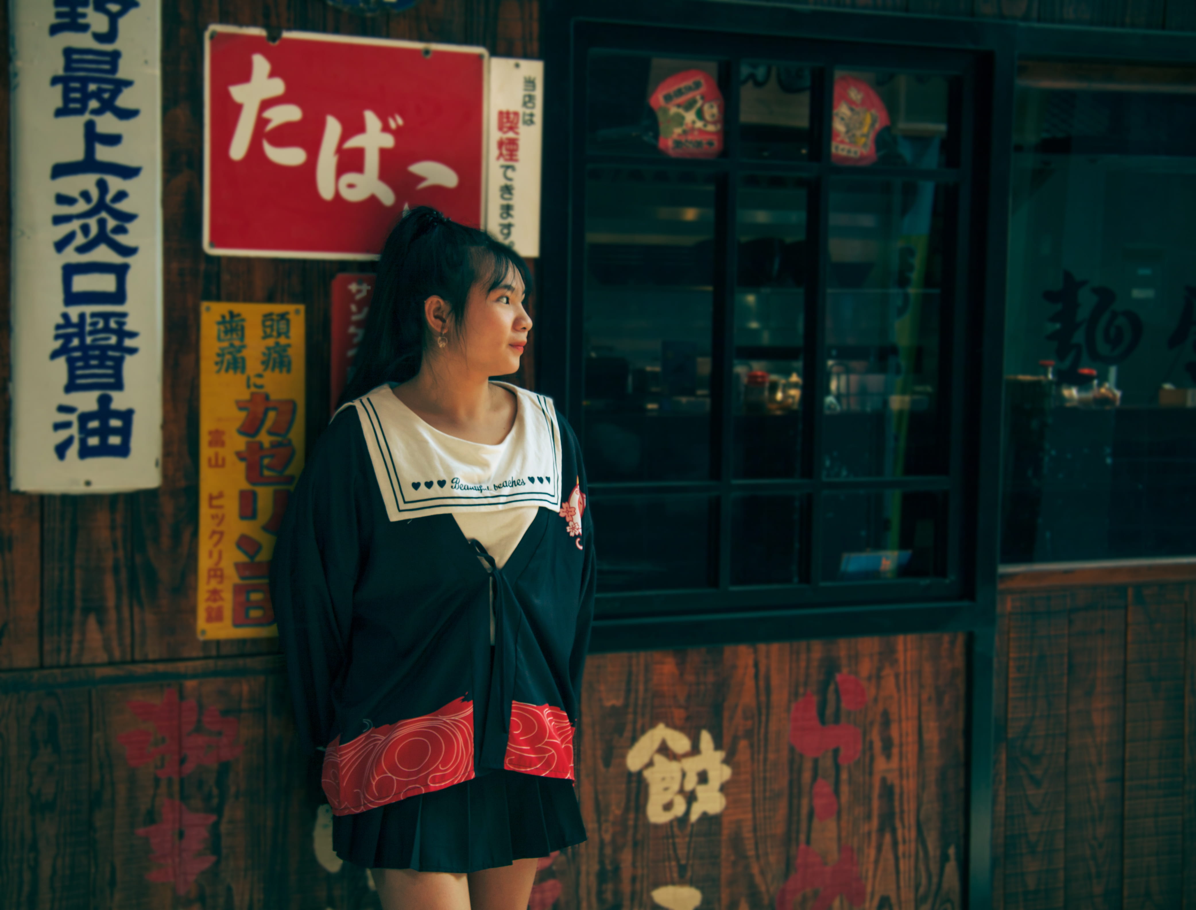 evening dress, young adult, adult, architecture, text, focus on foreground, japan, robe, glass - material, model, sleeve, script, building exterior, dress, HD Wallpaper