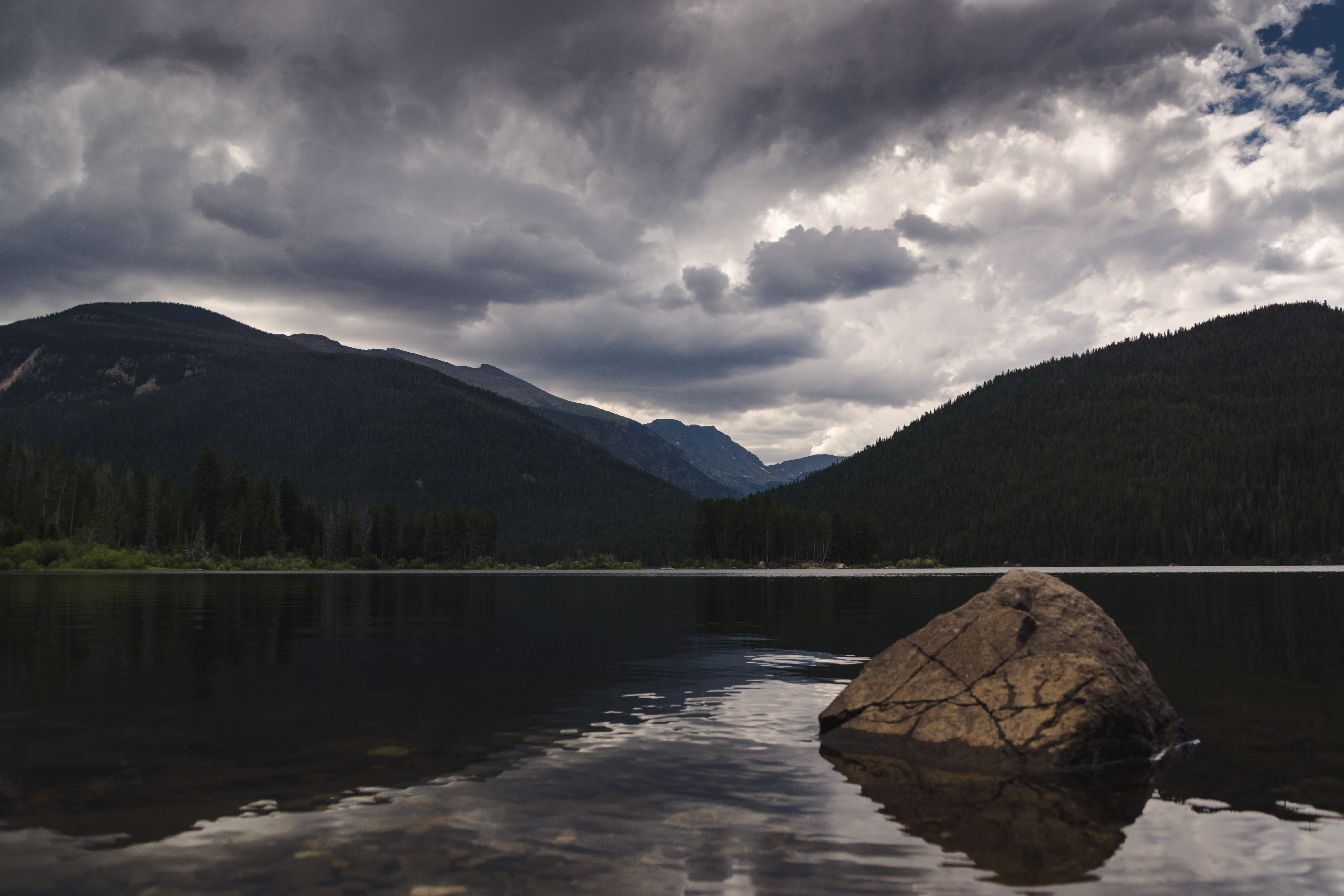 day, no people, united states, reflection, mountain, cloudy, tranquil scene, tree, rainy, tranquility, water, trees, nature, calm, rainy forest, clouds, HD Wallpaper