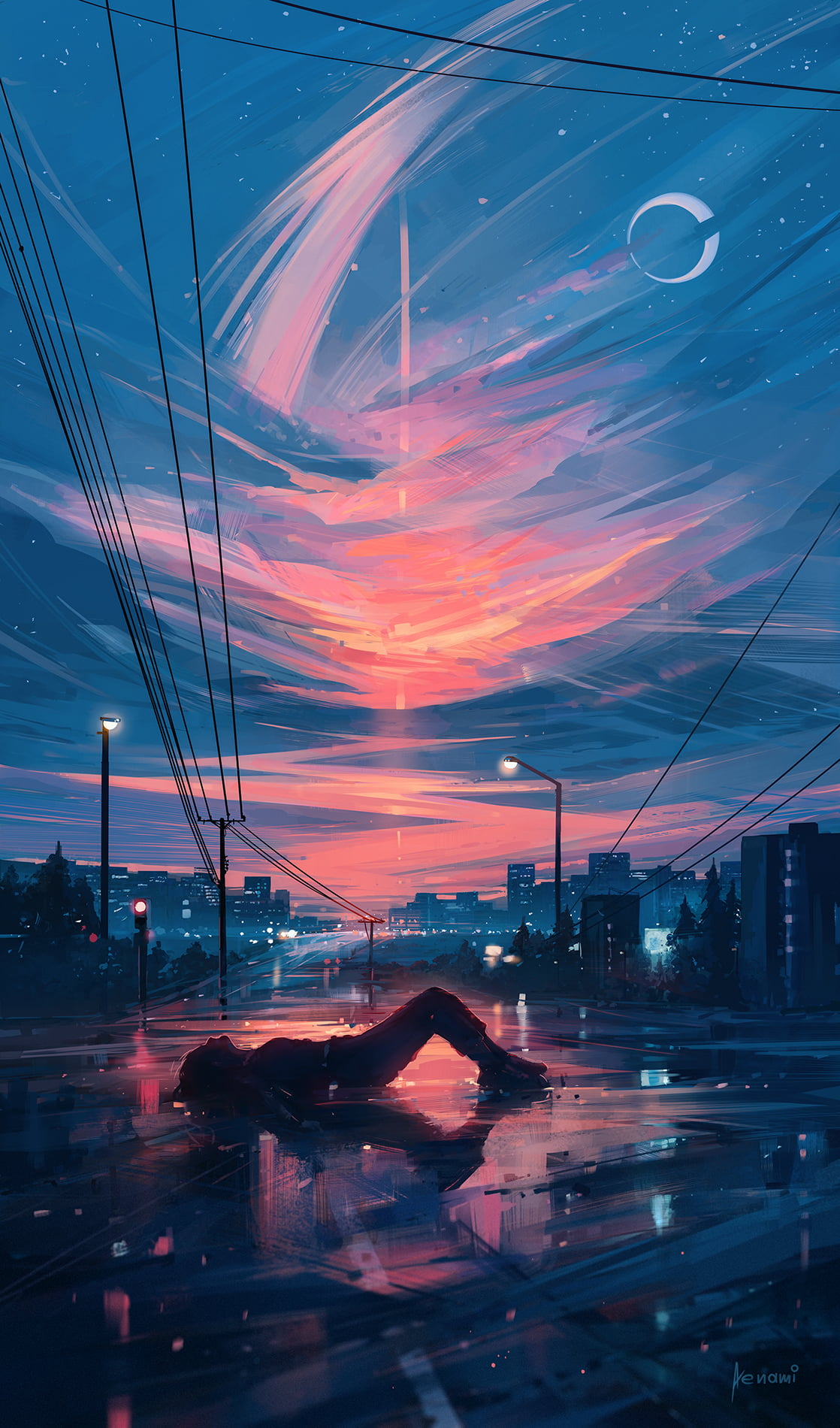 digital art, artwork, 720P, Aenami, city, women, Phone HD Wallpaper