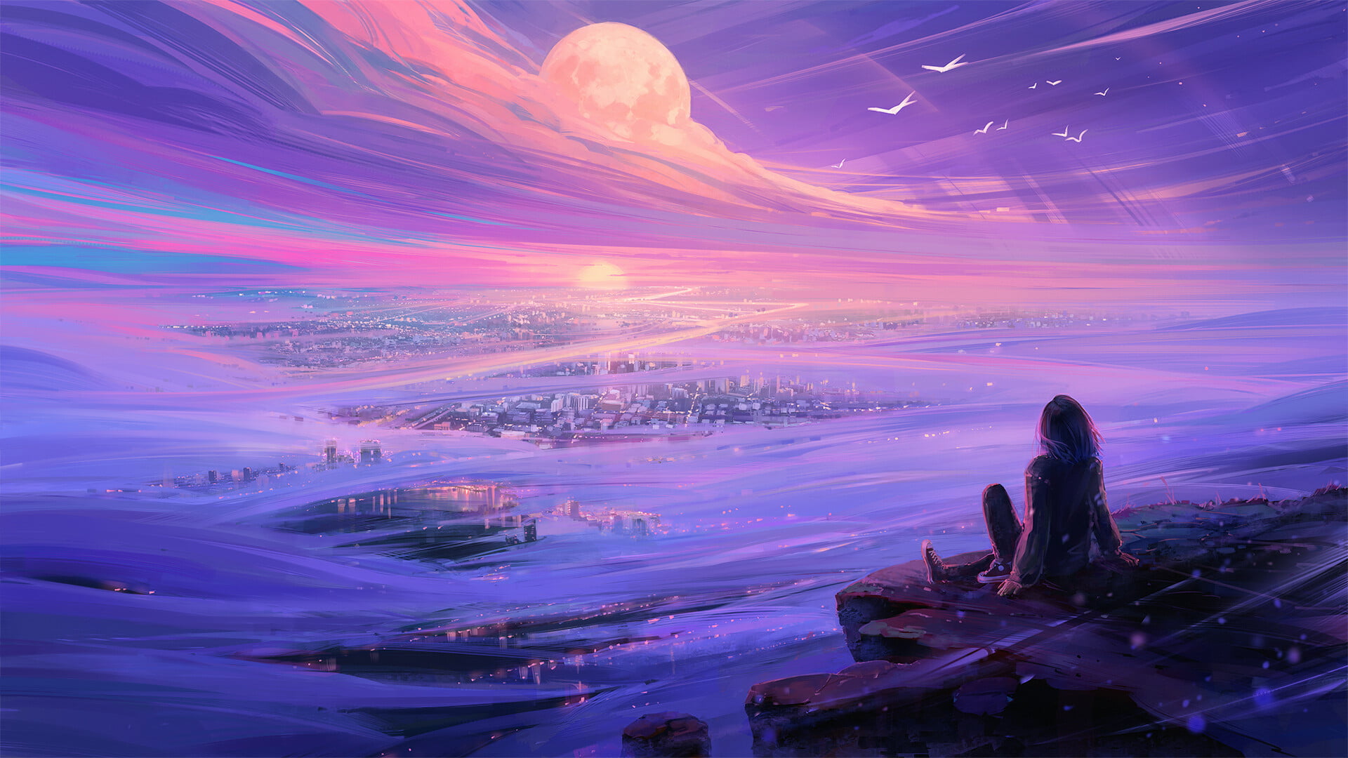 1080P, fantasy art, digital art, Aenami, landscape, sky, HD Wallpaper