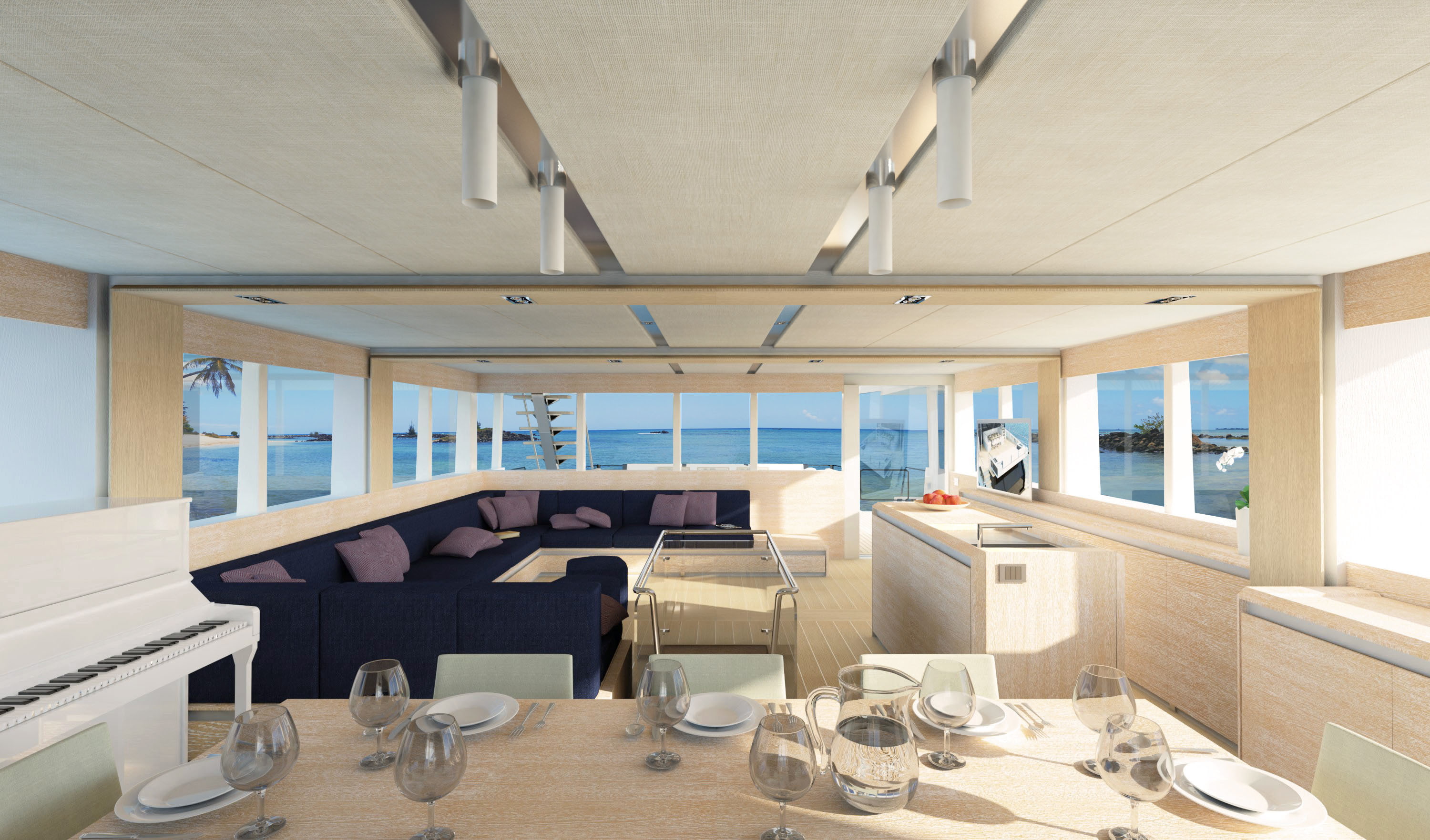 style, interior, Suite, yacht, design, 2K, salon, HD Wallpaper