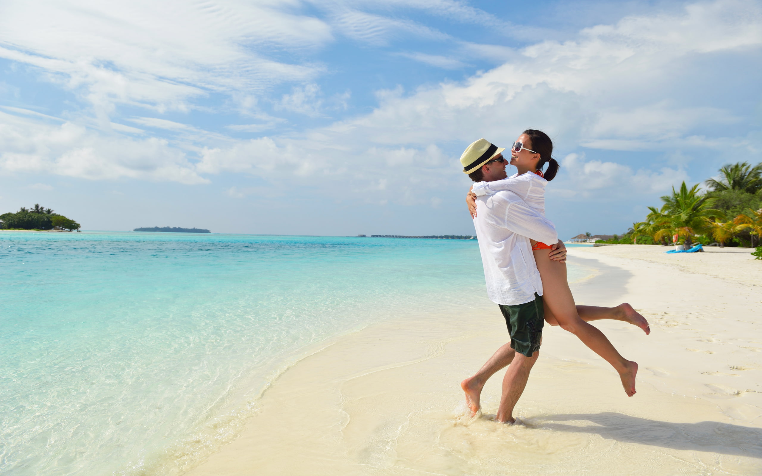 tropical, 2K, island, couple, honeymoon, HD Wallpaper