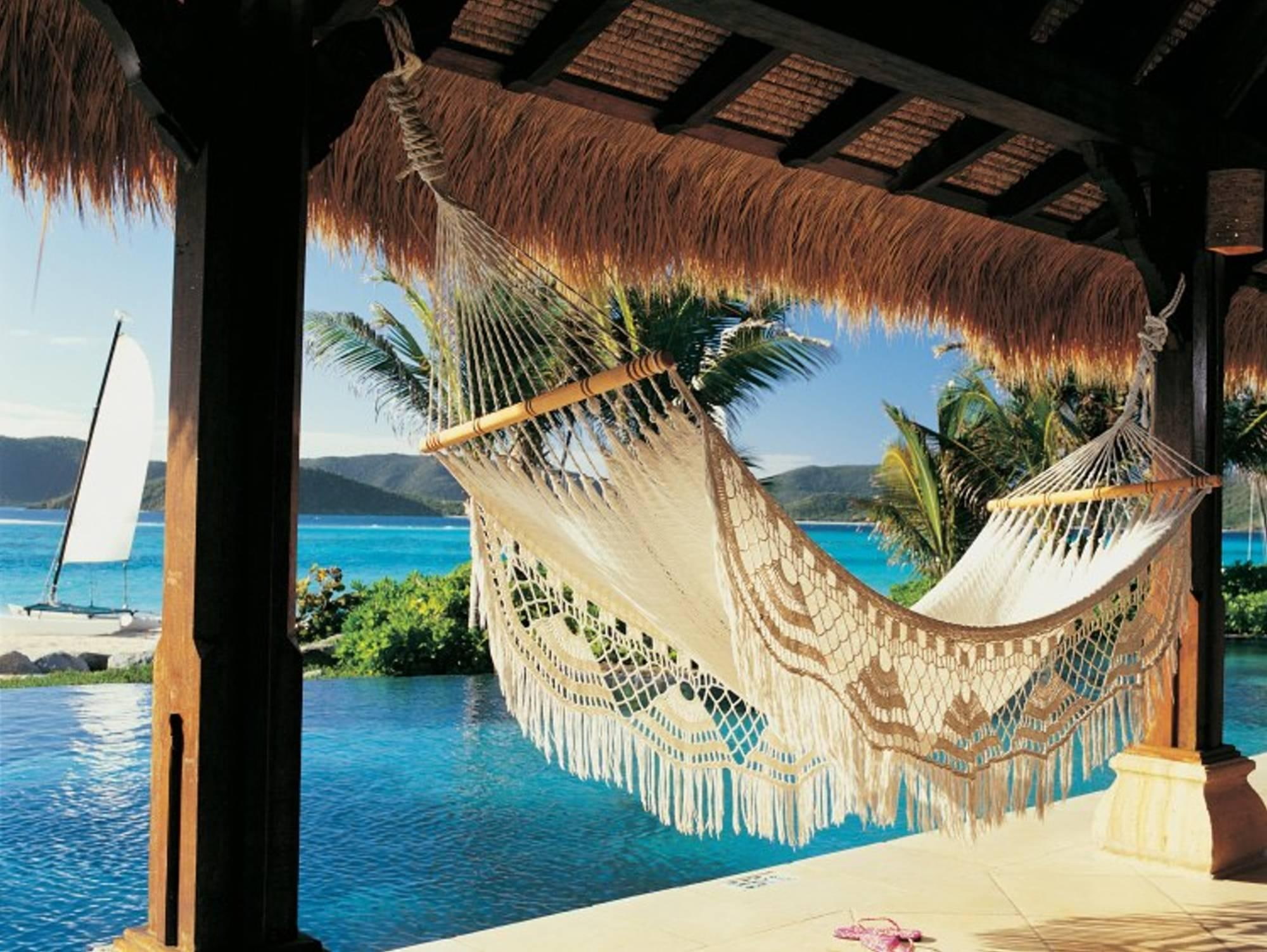 lagoon, escape, honeymoon, beach, sand, 1080P, necker, hammock, necker island, island, life, fantasy, isl, ocean, tropical, HD Wallpaper