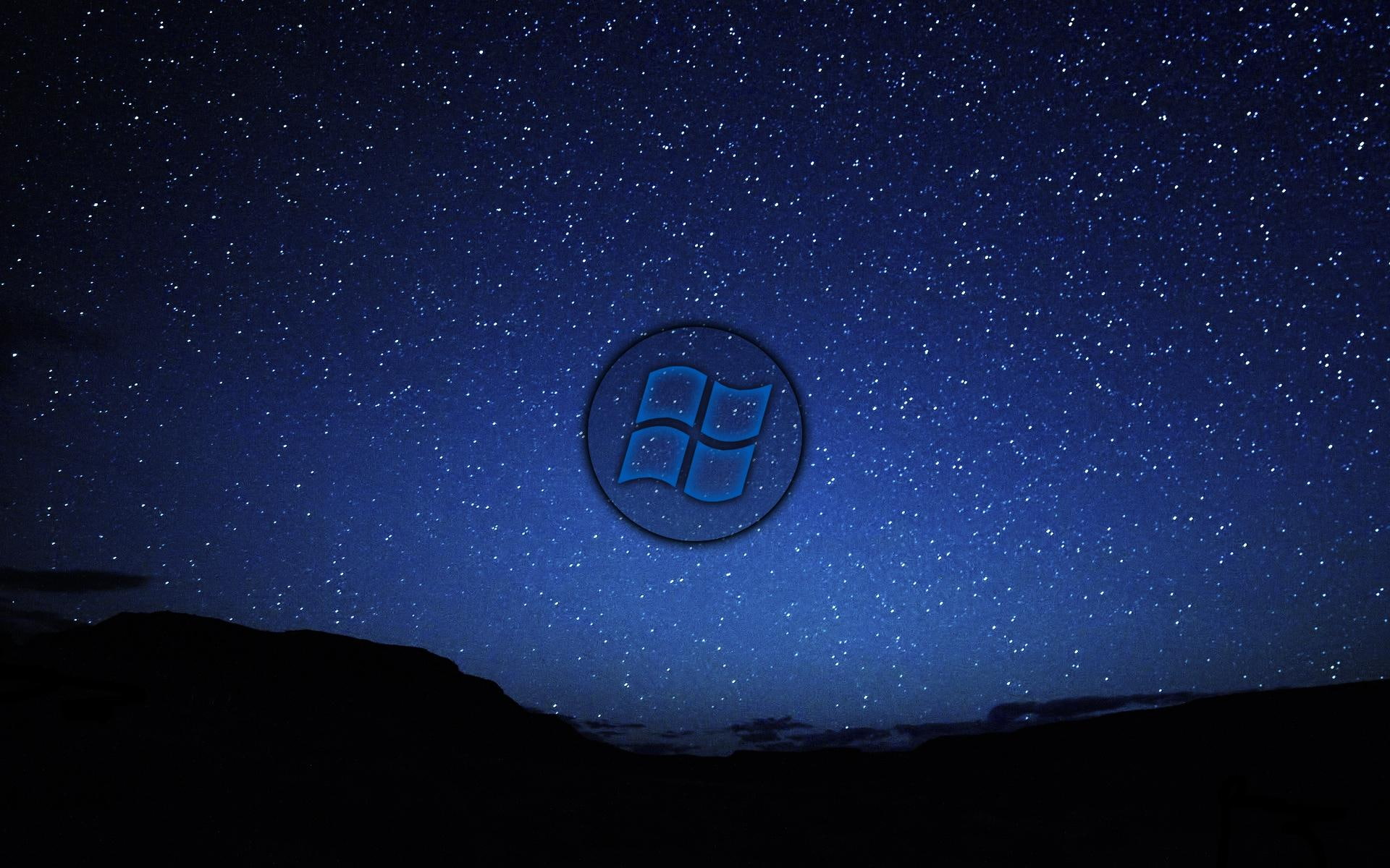night, dark, sky, windows-7, windows, 1080P, blue, HD Wallpaper