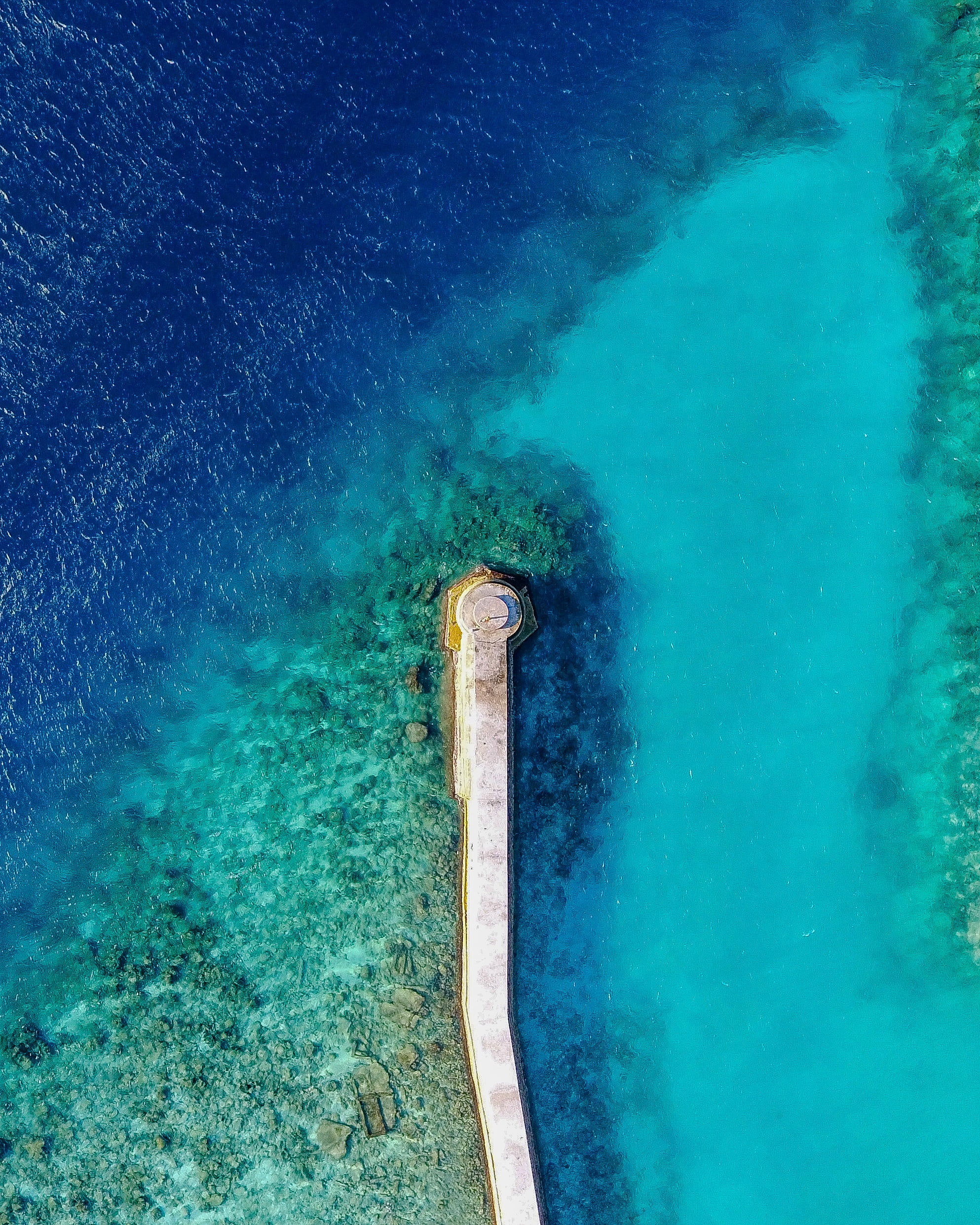 pier, nature, ocean, overhead, turquoise colored, walkway, aeriel, nautical vessel, drone, undersea, stroll, lake, vacation, honeymoon, holiday, day, sea life, Phone HD Wallpaper