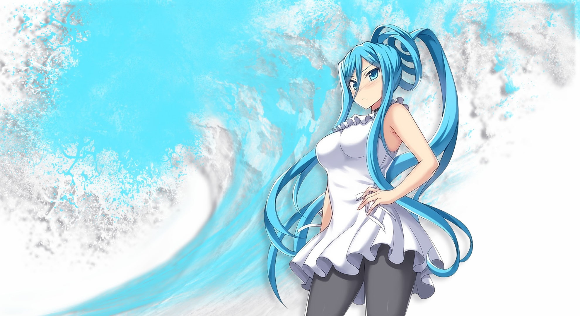 Takao (Aoki Hagane no Arpeggio), blue hair, skirt, dress, 1080P, Aoki Hagane no Arpeggio, HD Wallpaper