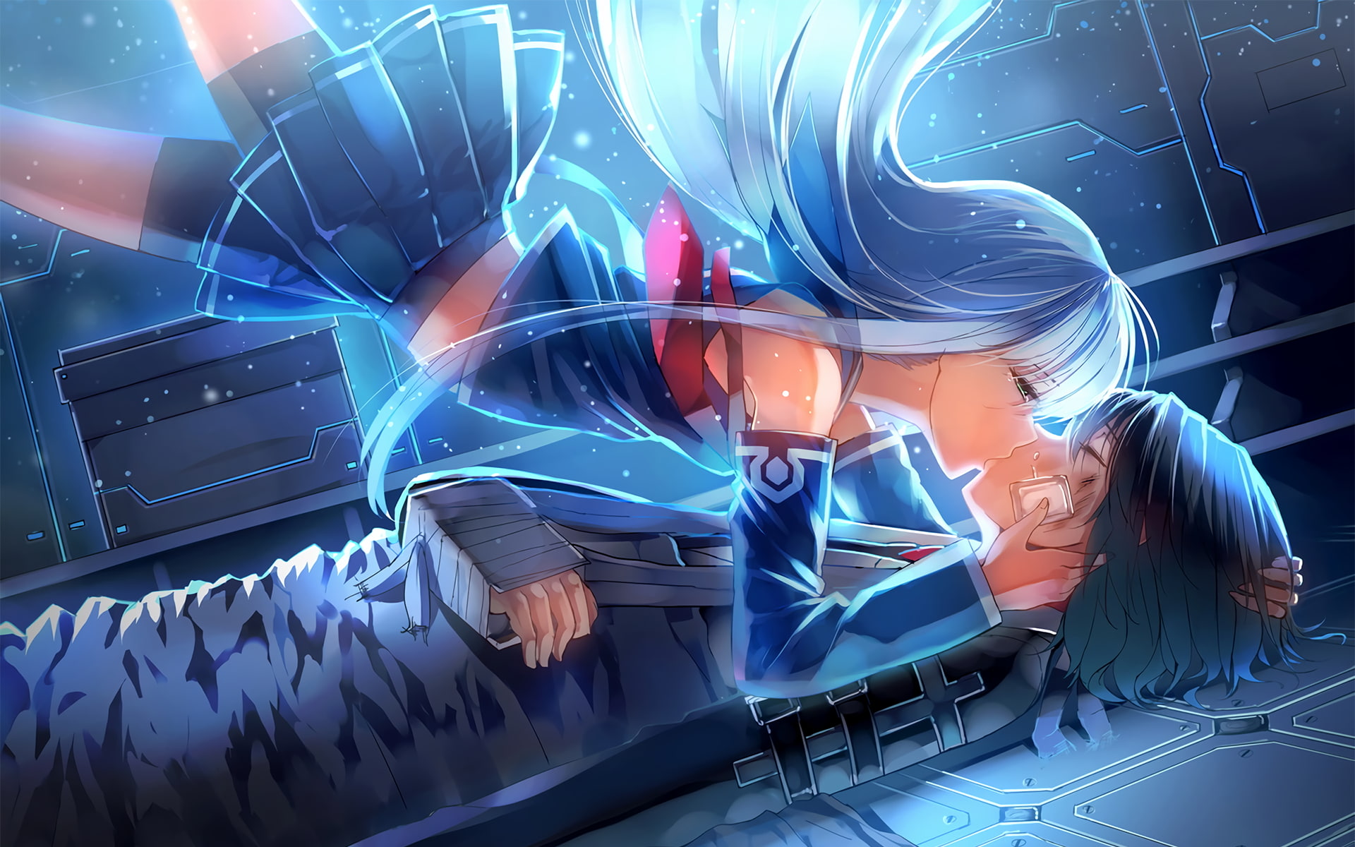 Iona (Aoki Hagane no Arpeggio), school uniform, 1080P, tears, kissing, Aoki Hagane no Arpeggio, HD Wallpaper