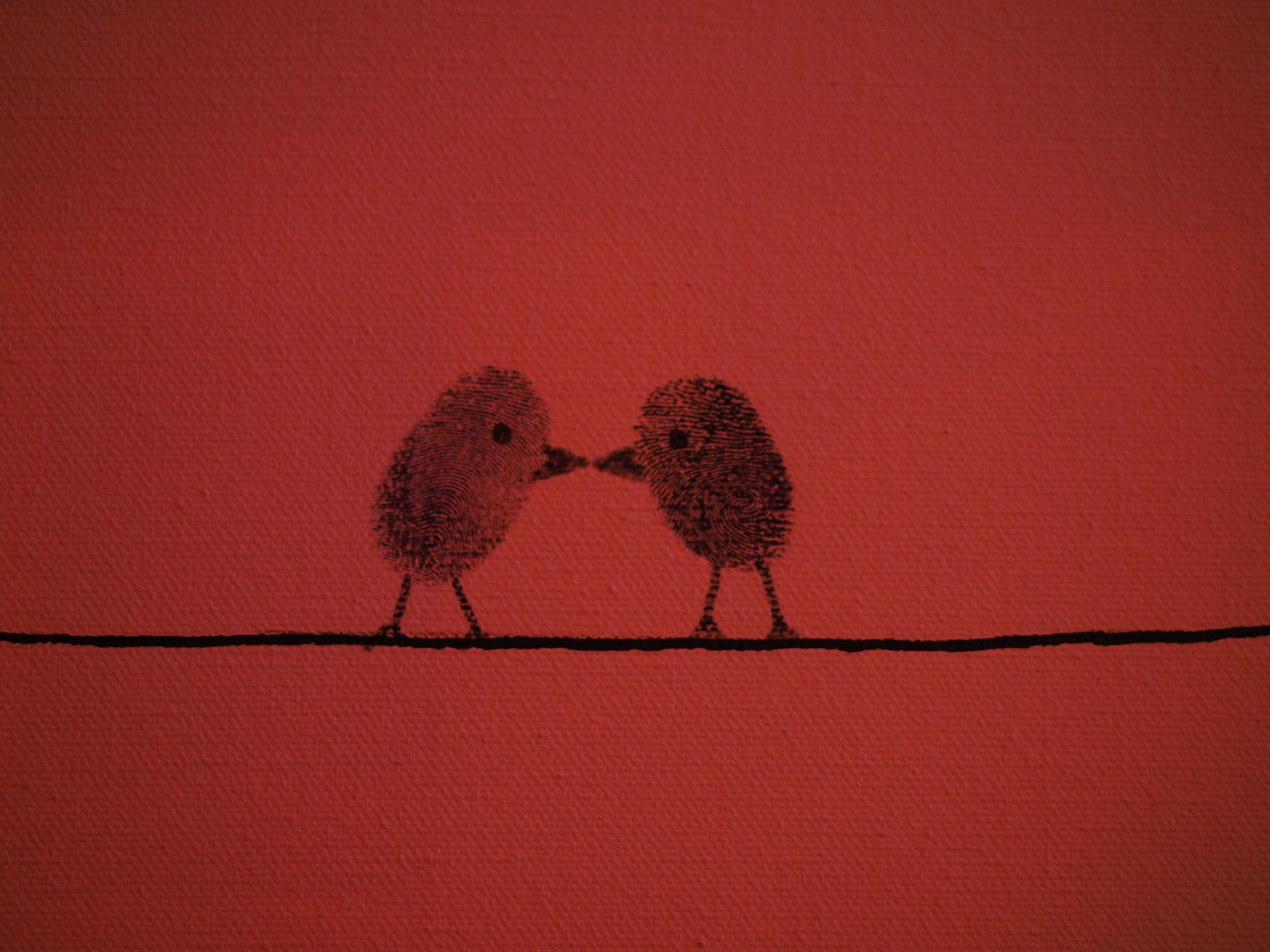 love, positive emotion, 4K, wire, fingerprint, nature, red, wall - building feature, birds, pair, no people, creativity, growth, day, lovers, emotion, HD Wallpaper