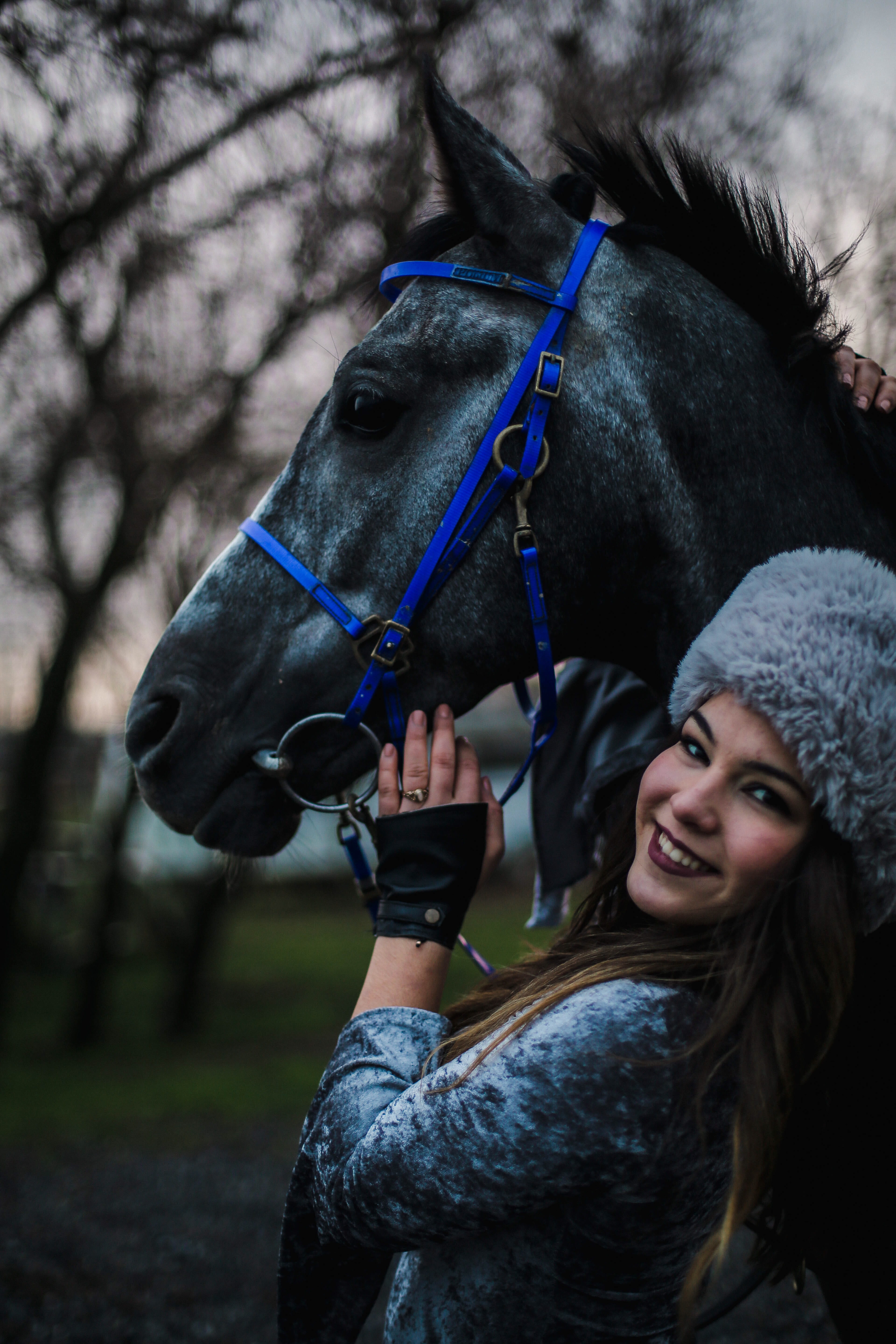 pets, domestic, reins, herbivorous, l, mammal, one person, real people, young women, vertebrate, black, tree, leisure activity, holding, kurtaran, woman, Phone HD Wallpaper