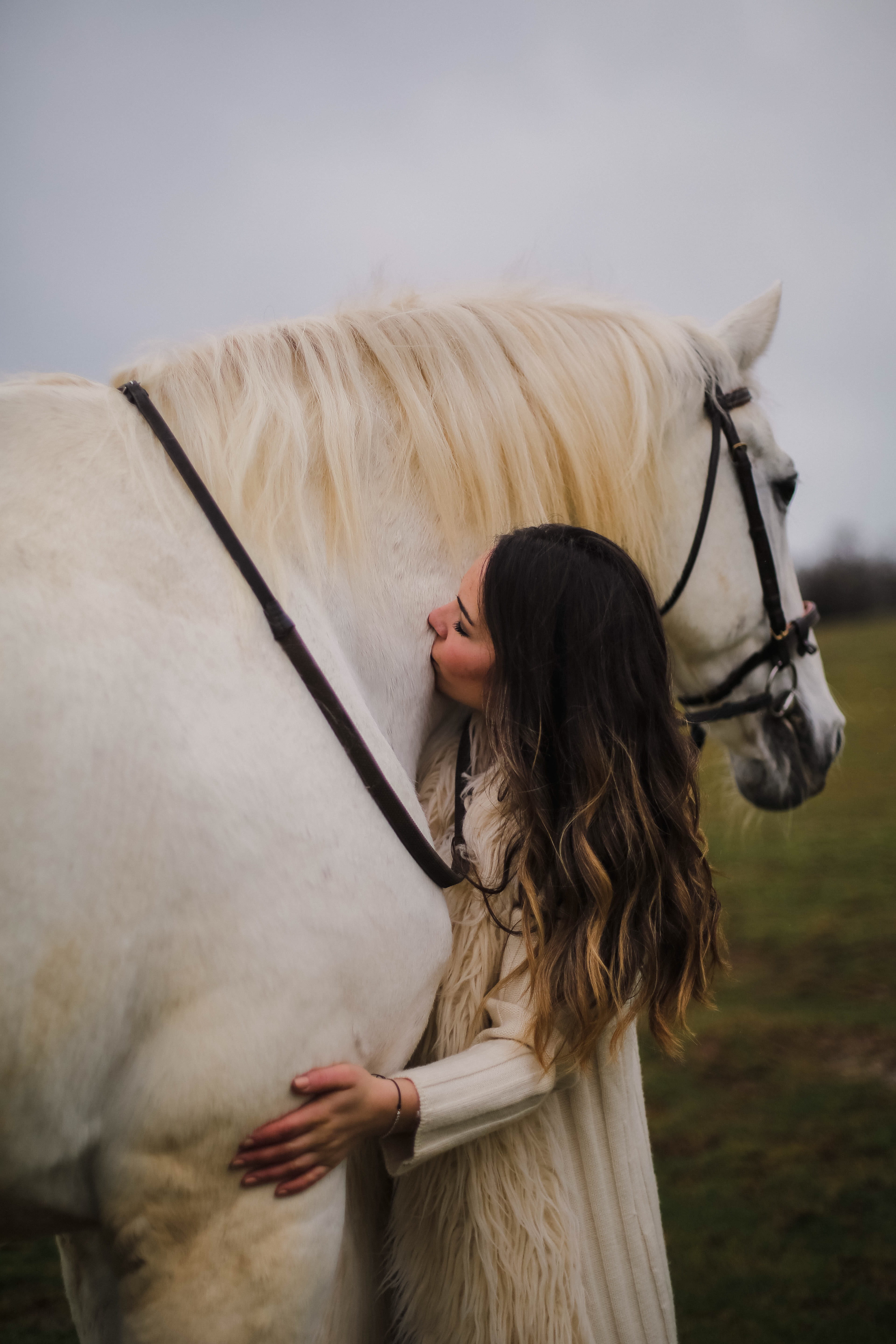 white, pets, day, herbivorous, 5K, animal wildlife, horse, field, hairstyle, hair, nature, g, woman, standing, animal, l, vertebrate, one animal, kurtaran, Phone HD Wallpaper