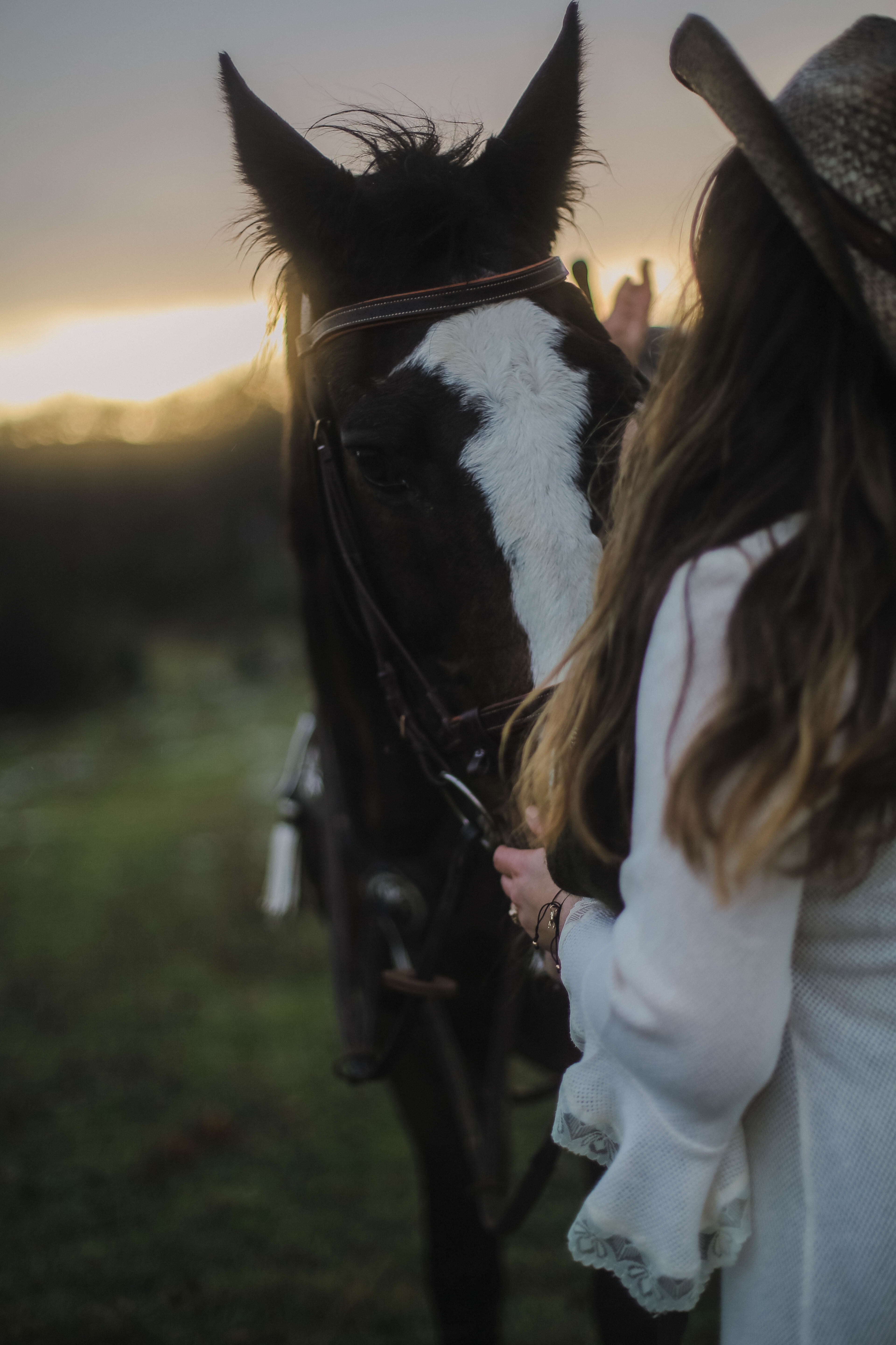 leisure activity, woman, sunset, outdoors, women, black, mammal, l, bridle, one animal, dress, kurtaran, vertebrate, animal wildlife, herbivorous, 5K, Phone HD Wallpaper