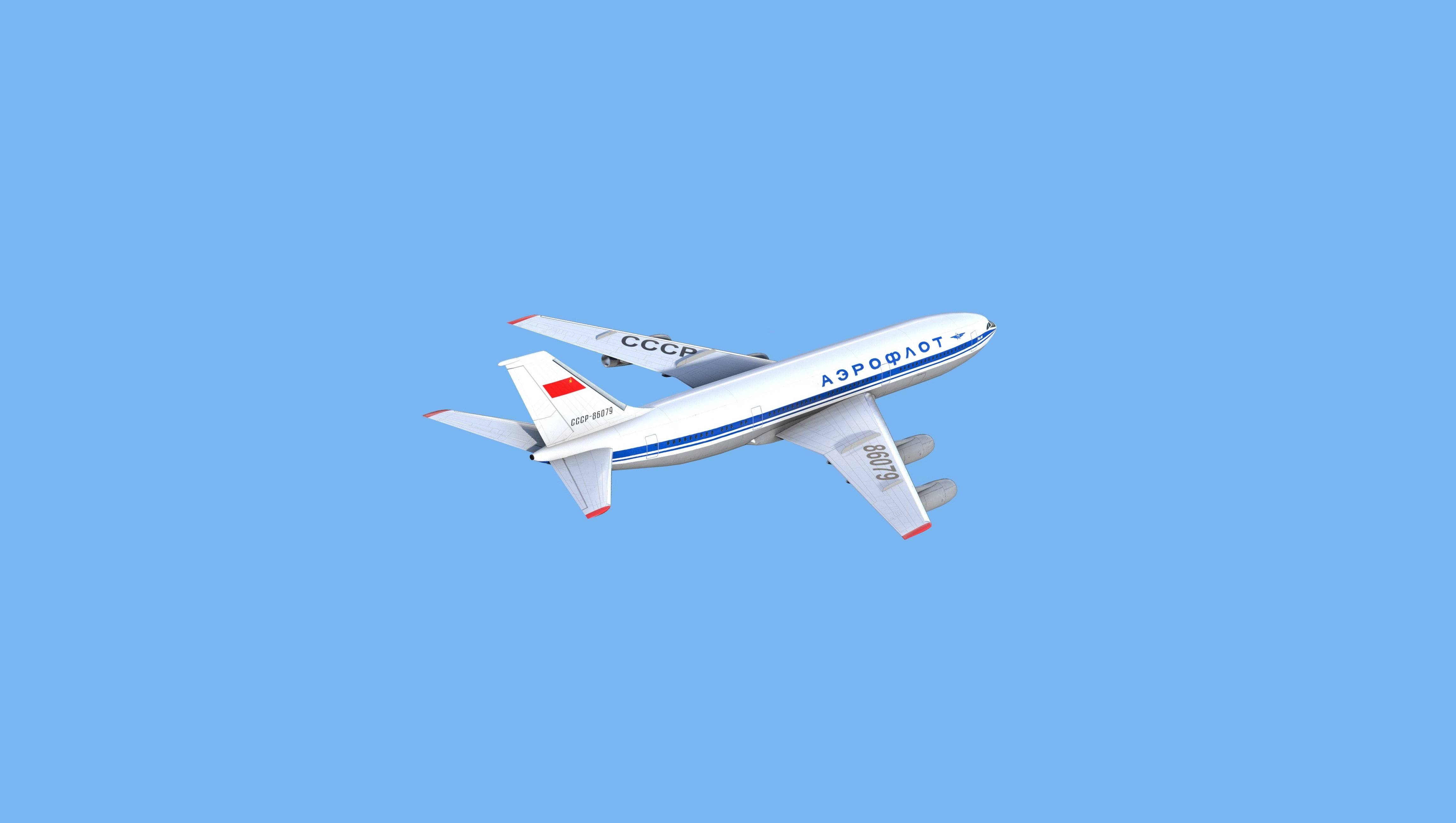 Art, USSR, Soviet passenger plane, by Alex Stankevich, Liner, Il-86, 4K, A passenger plane, Alex Stankevich, Ilyushin design Bureau, The plane, Board, HD Wallpaper
