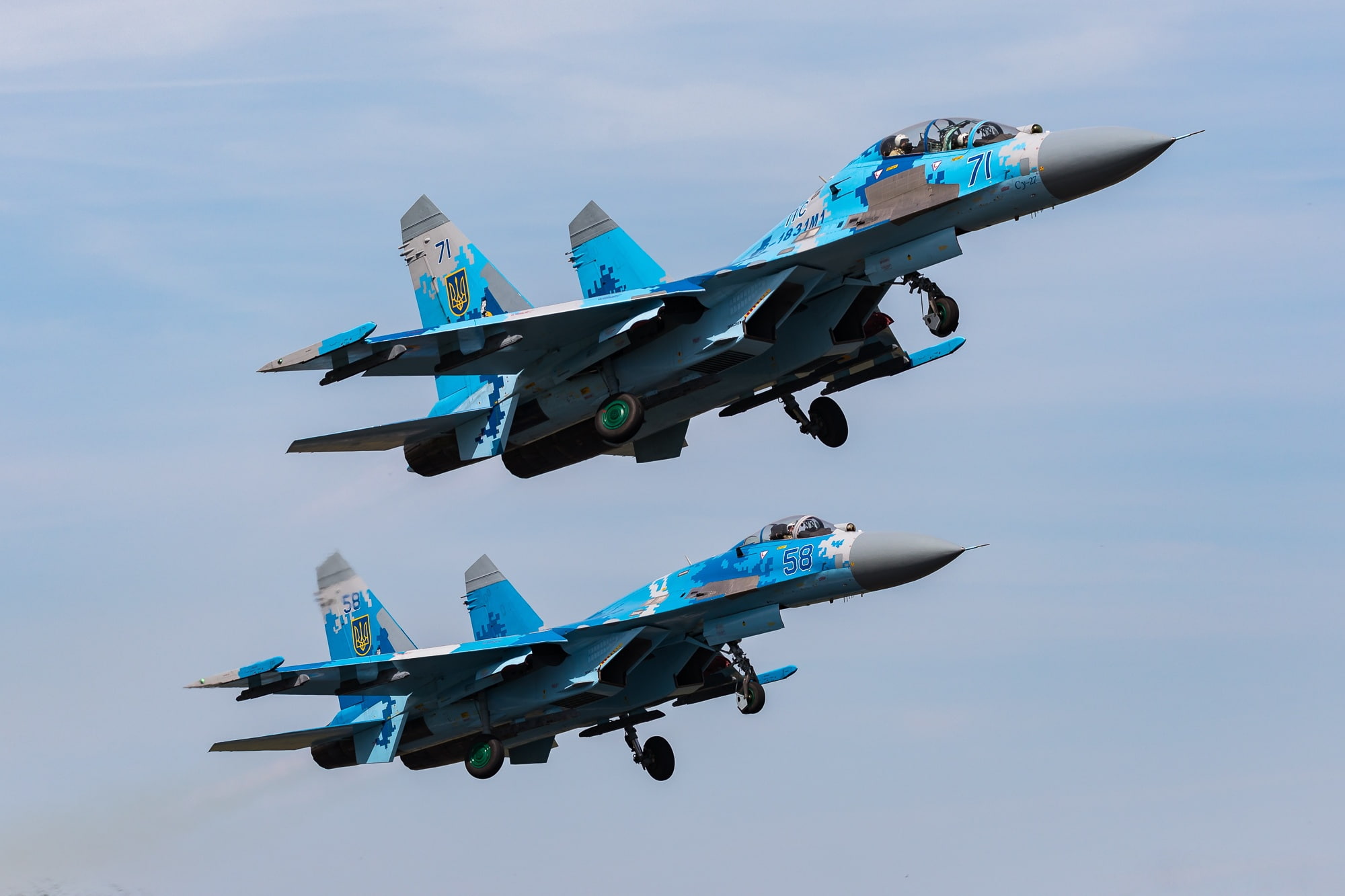 flight, 1080P, pair, Ukrainian air force, Su-27UB, Su-27, HD Wallpaper