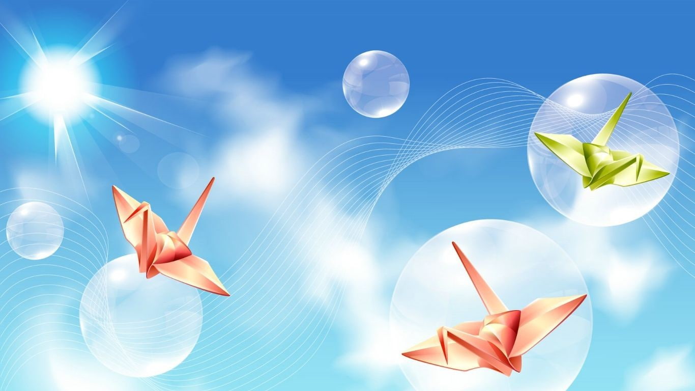design, no people, abstract, blue background, sunlight, beauty in nature, creativity, backgrounds, flying, mid-air, shape, 720P, three dimensional, lens flare, HD Wallpaper