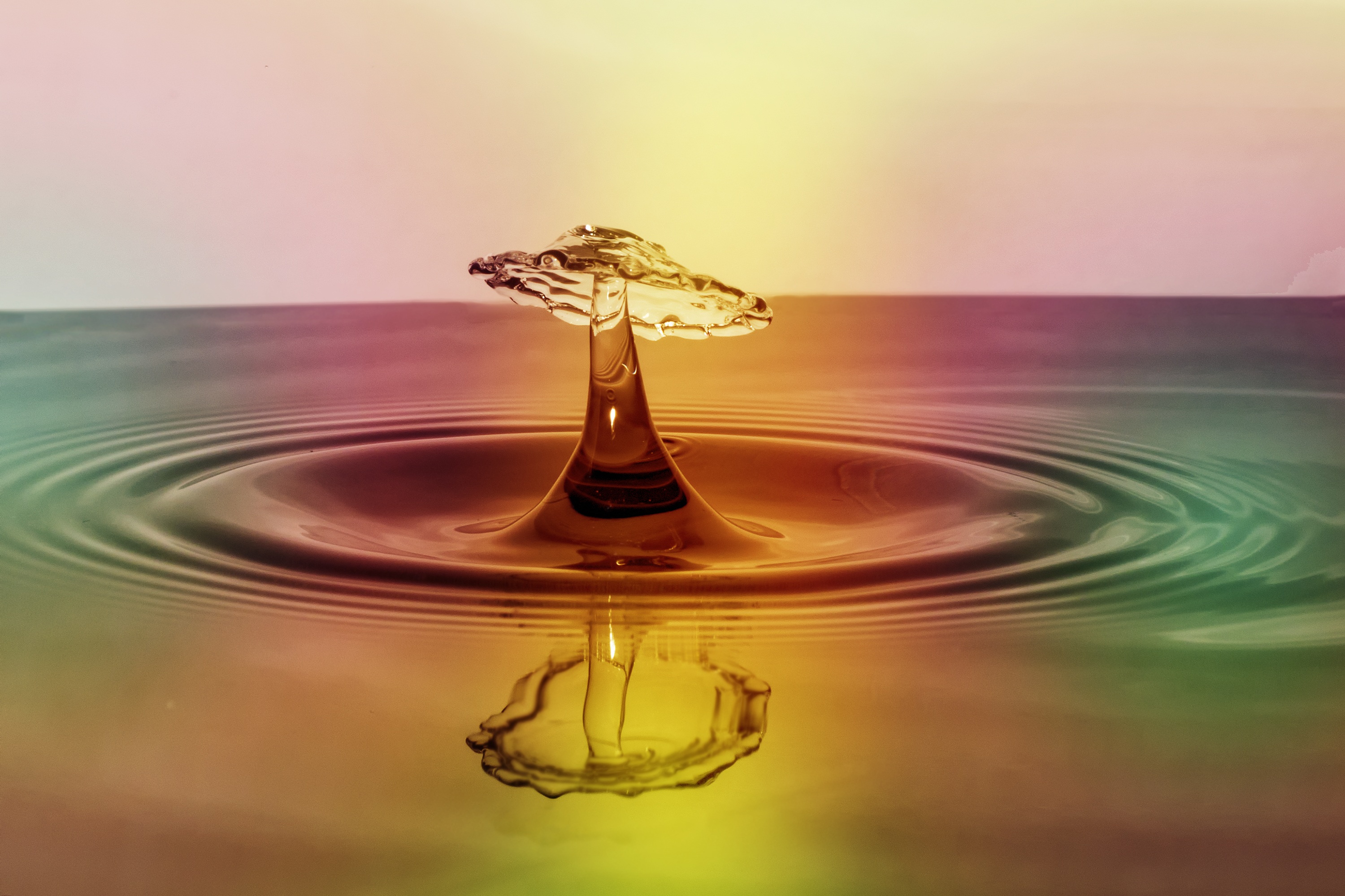 water, liquid, motion, no people, close, crown, high-speed photography, 2K, splash, water reflection, splashing droplet, drip, waterfront, falling, reflection, HD Wallpaper