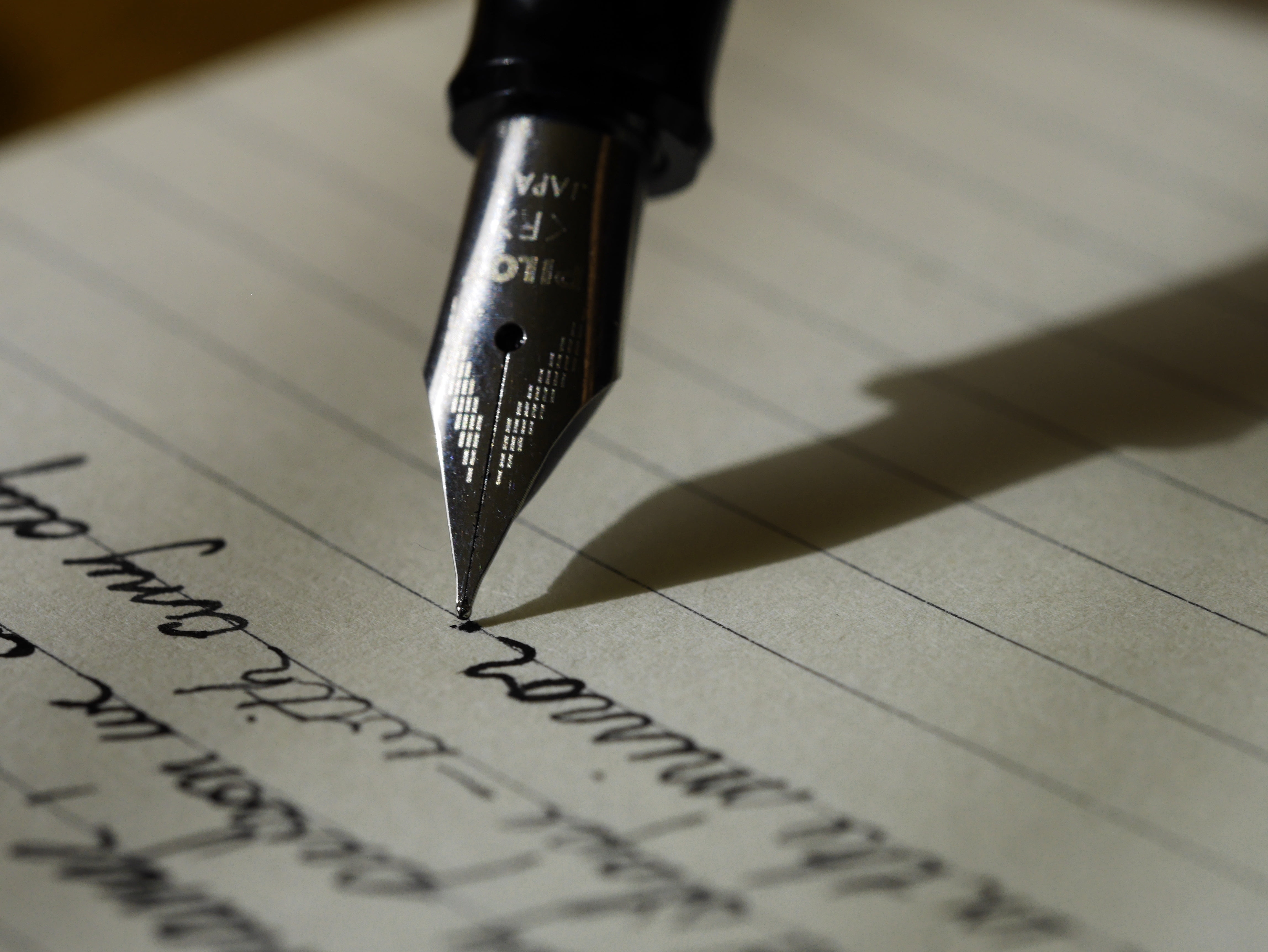 paper, pen, shadow, ink, 4K, no people, document, still life, paperwork, writing, high angle view, handwriting, writing instrument, report, indoors, nib, HD Wallpaper
