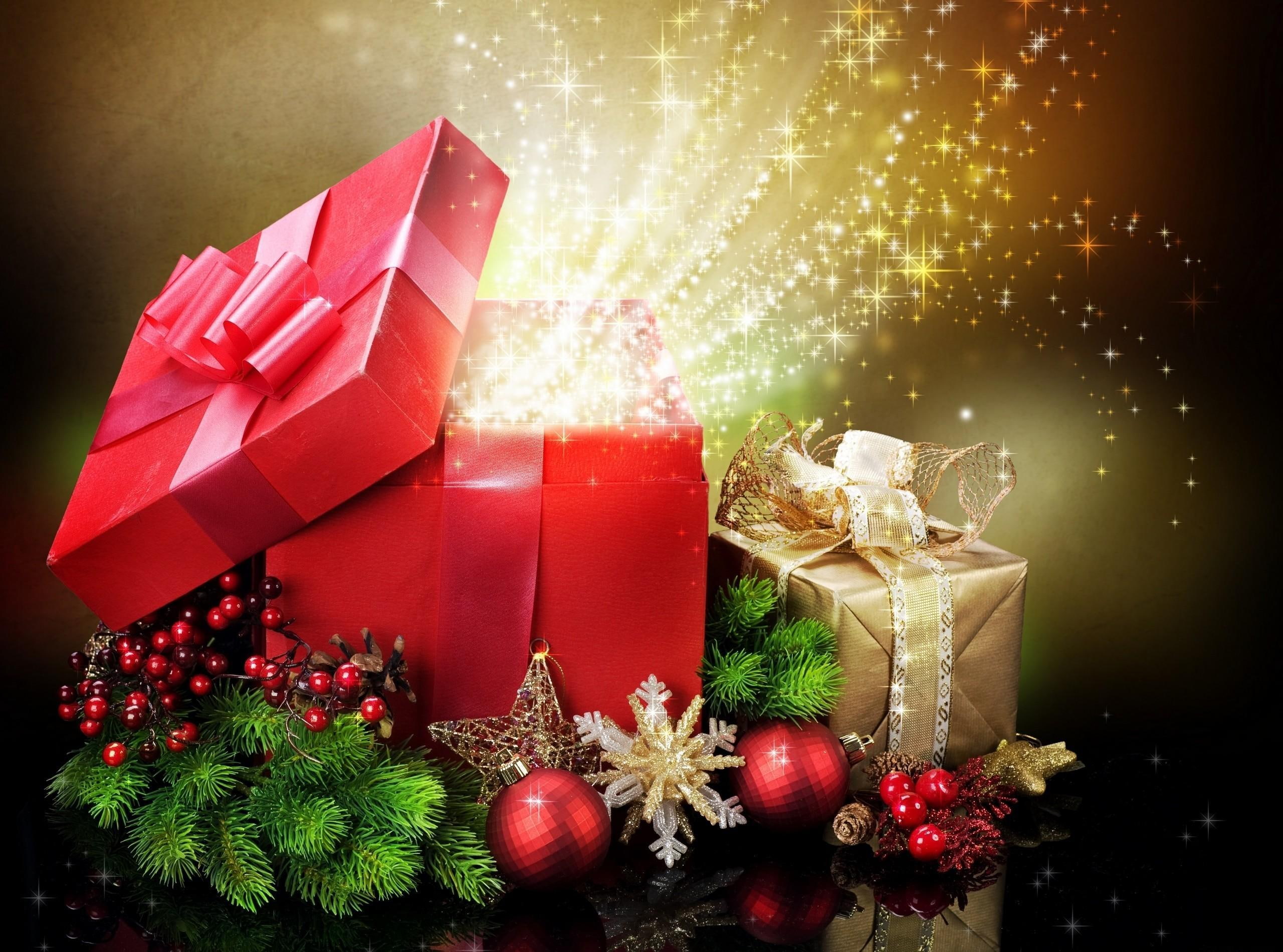 2K, twigs, new year, decorations, christmas, year, needles, new, star, christmas decorations, gifts, HD Wallpaper