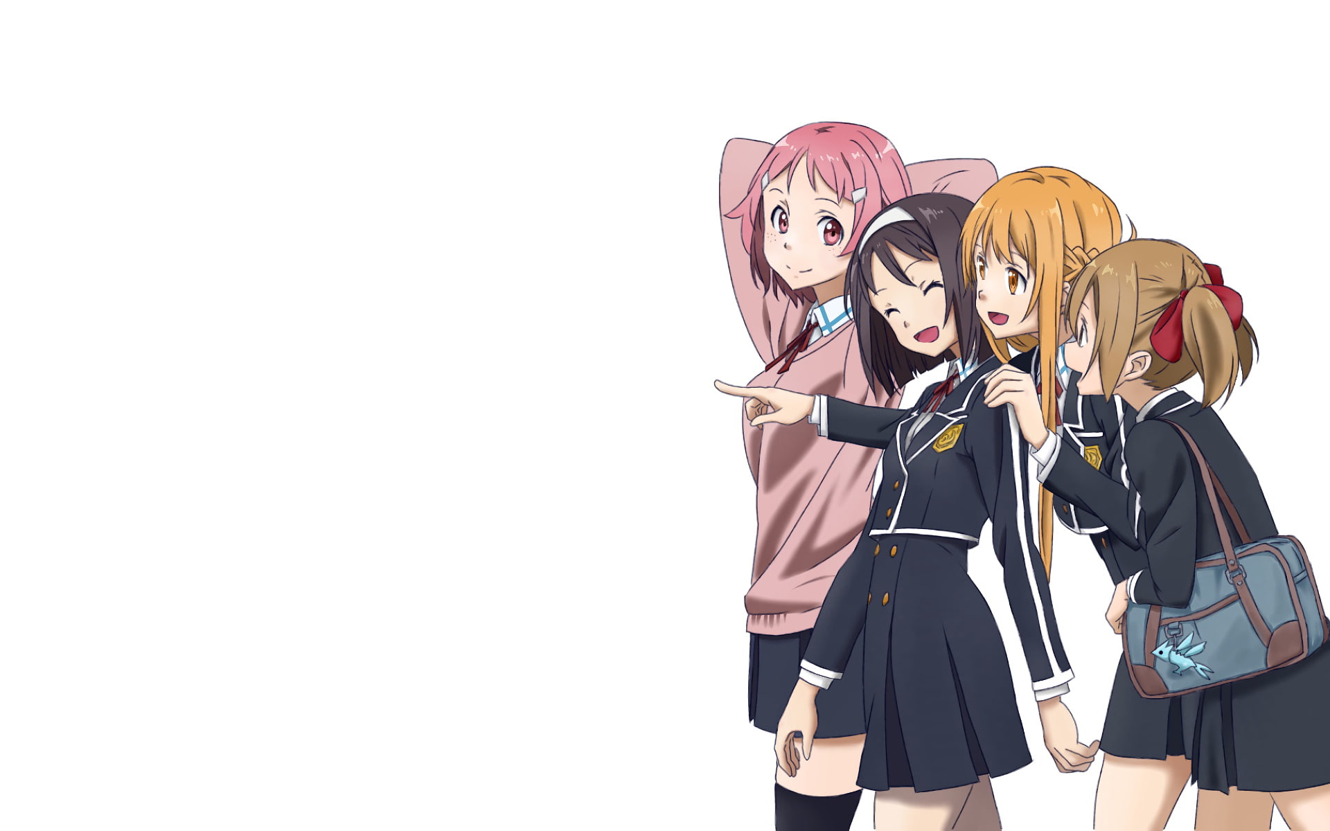 group of people, teenager, costume, Keiko Ayano, Asuna Yuuki, females, women, fun, three quarter length, Sword Art Online, arts culture and entertainment, HD Wallpaper