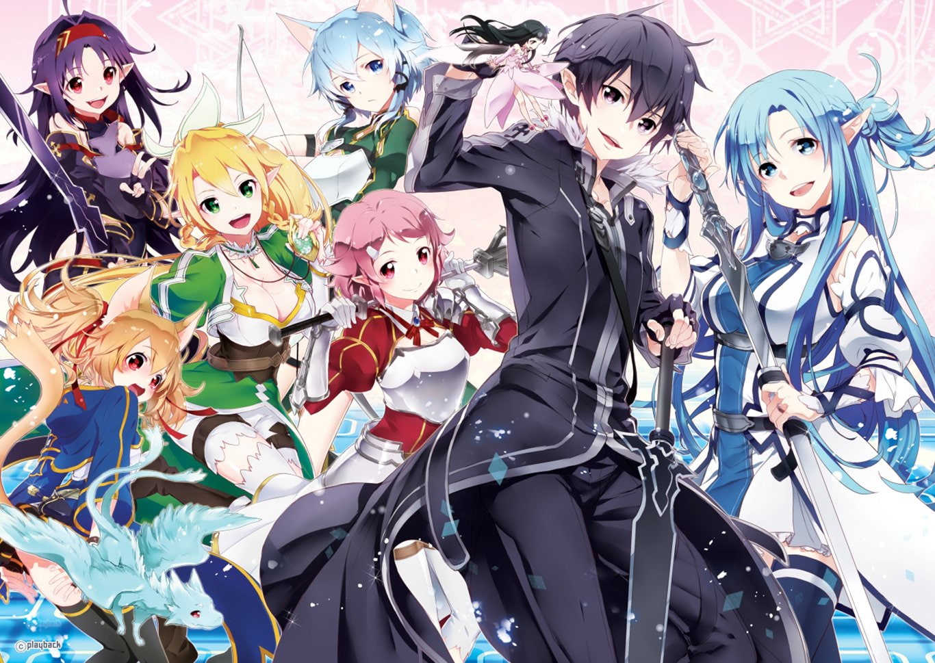 Suguha Kirigaya, Silica (Sword Art Online), Yuuki Konno, Sinon (Sword Art Online), Sword Art Online, Kirito (Sword Art Online), Lisbeth (Sword Art Online), HD Wallpaper